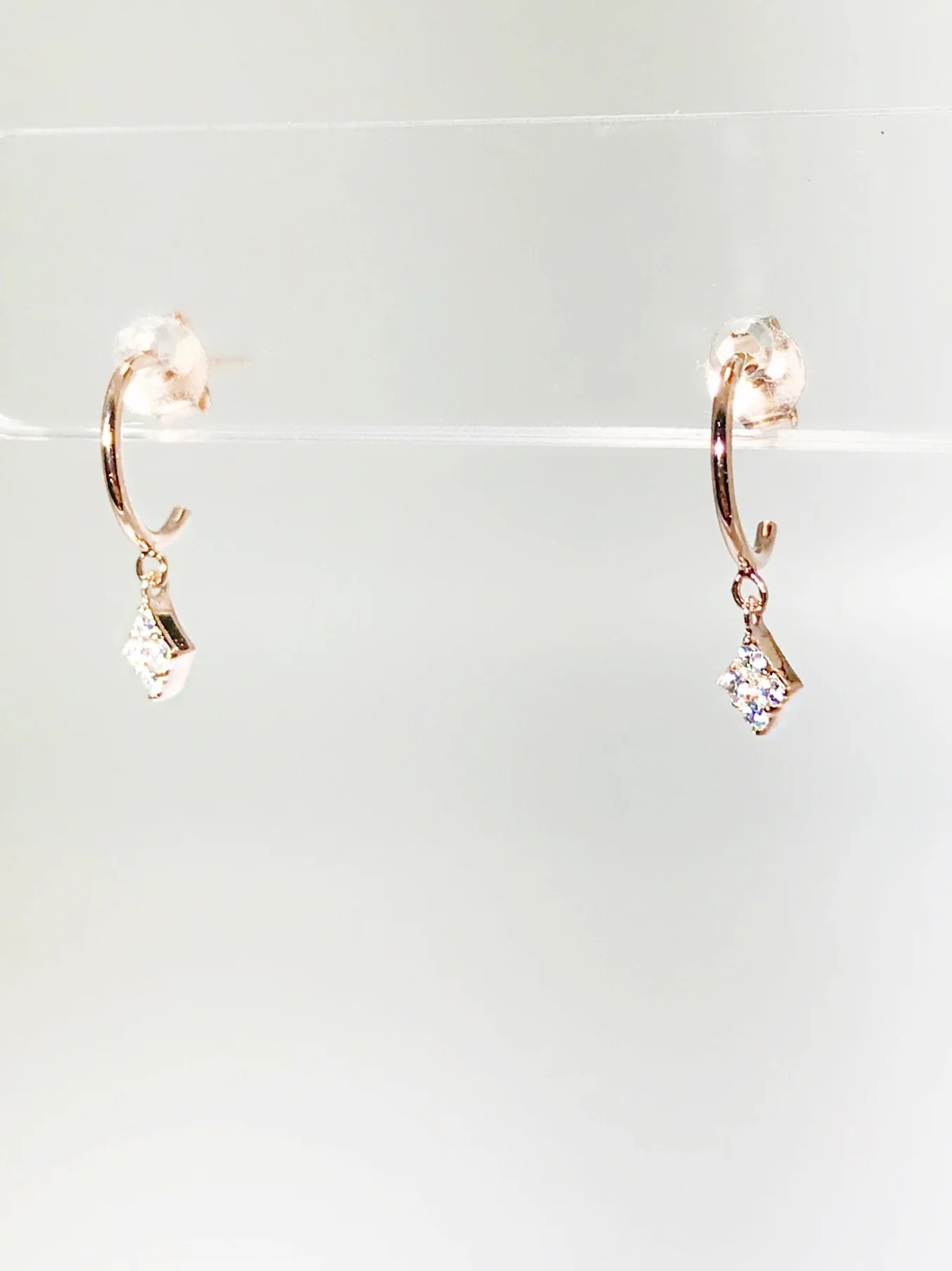 CZ Mini Hoop with Diamond Charm