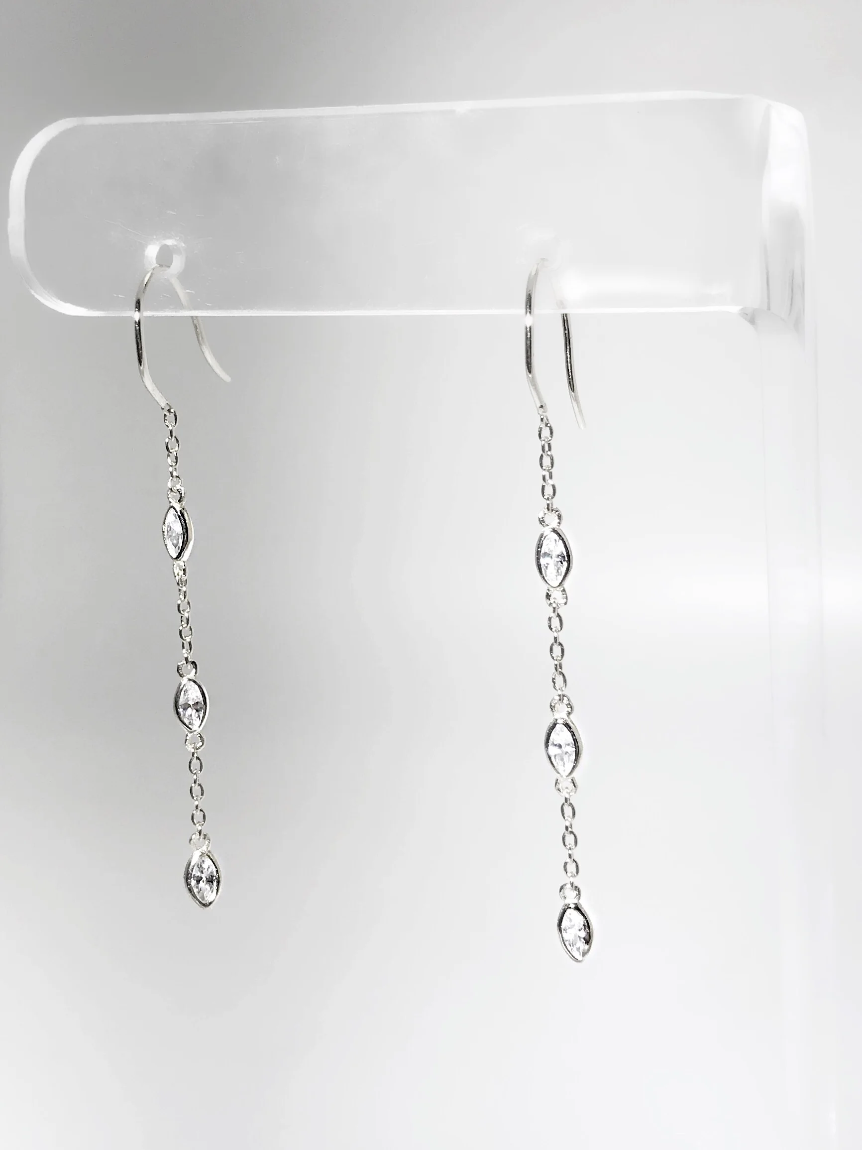 3-CZ Drop Earring