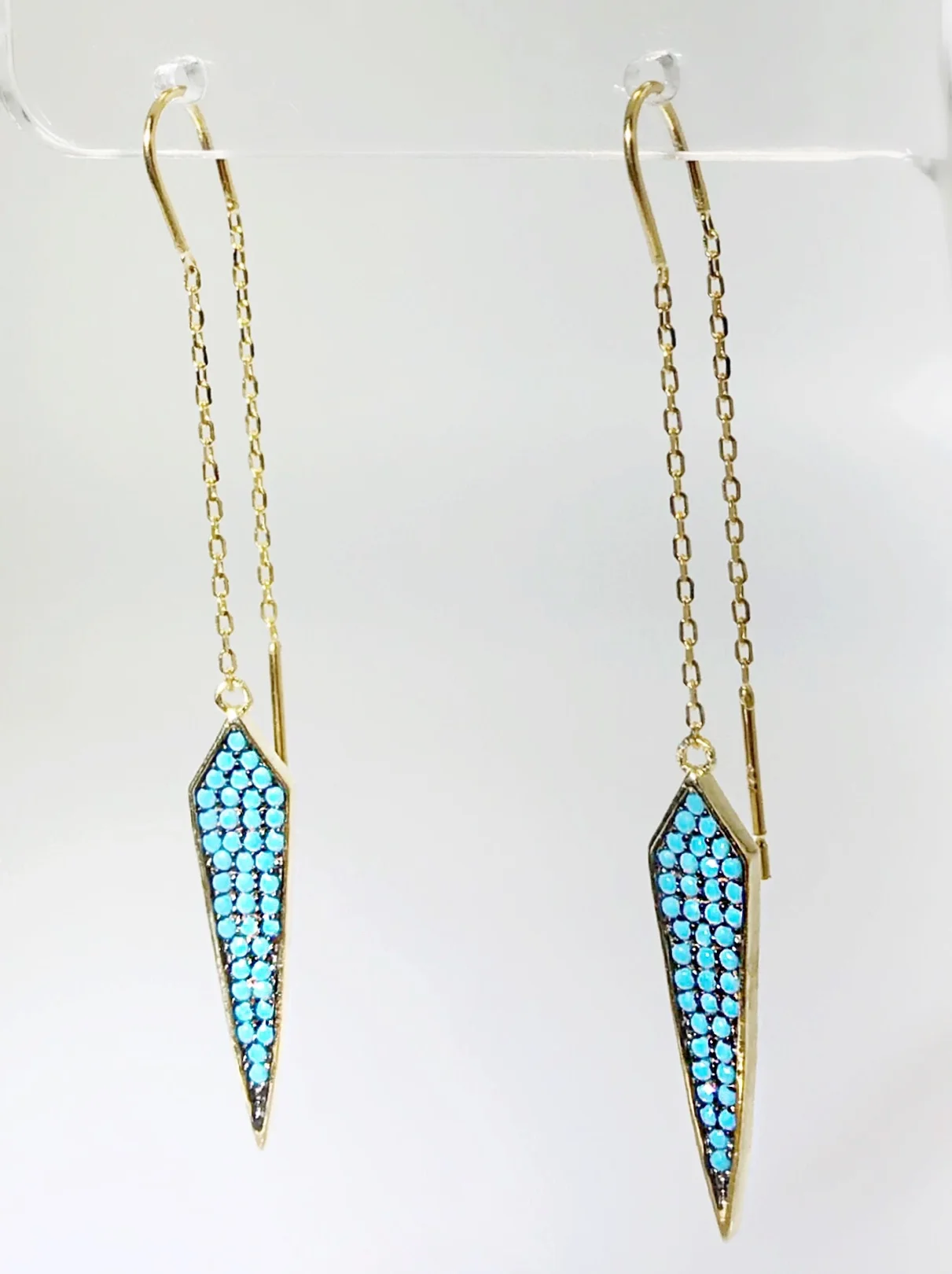 CZ Hexagon Drop Earring