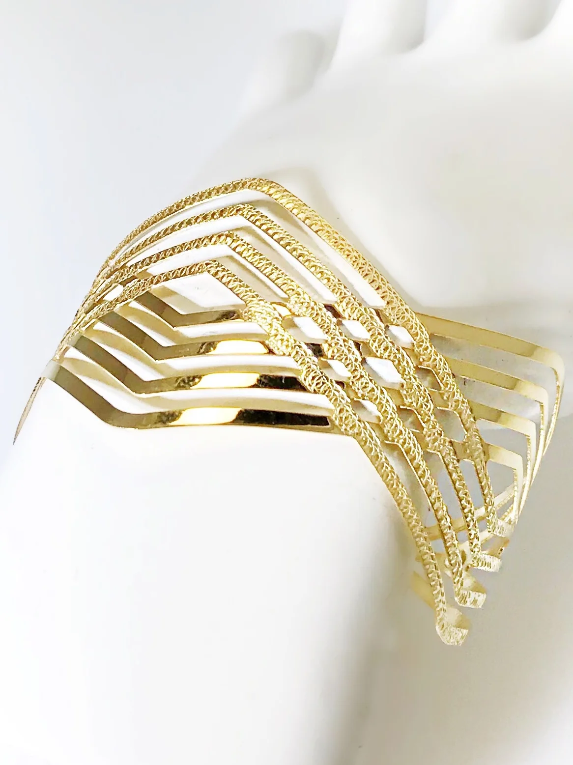 Detailed Triangular Bangle Bracelet