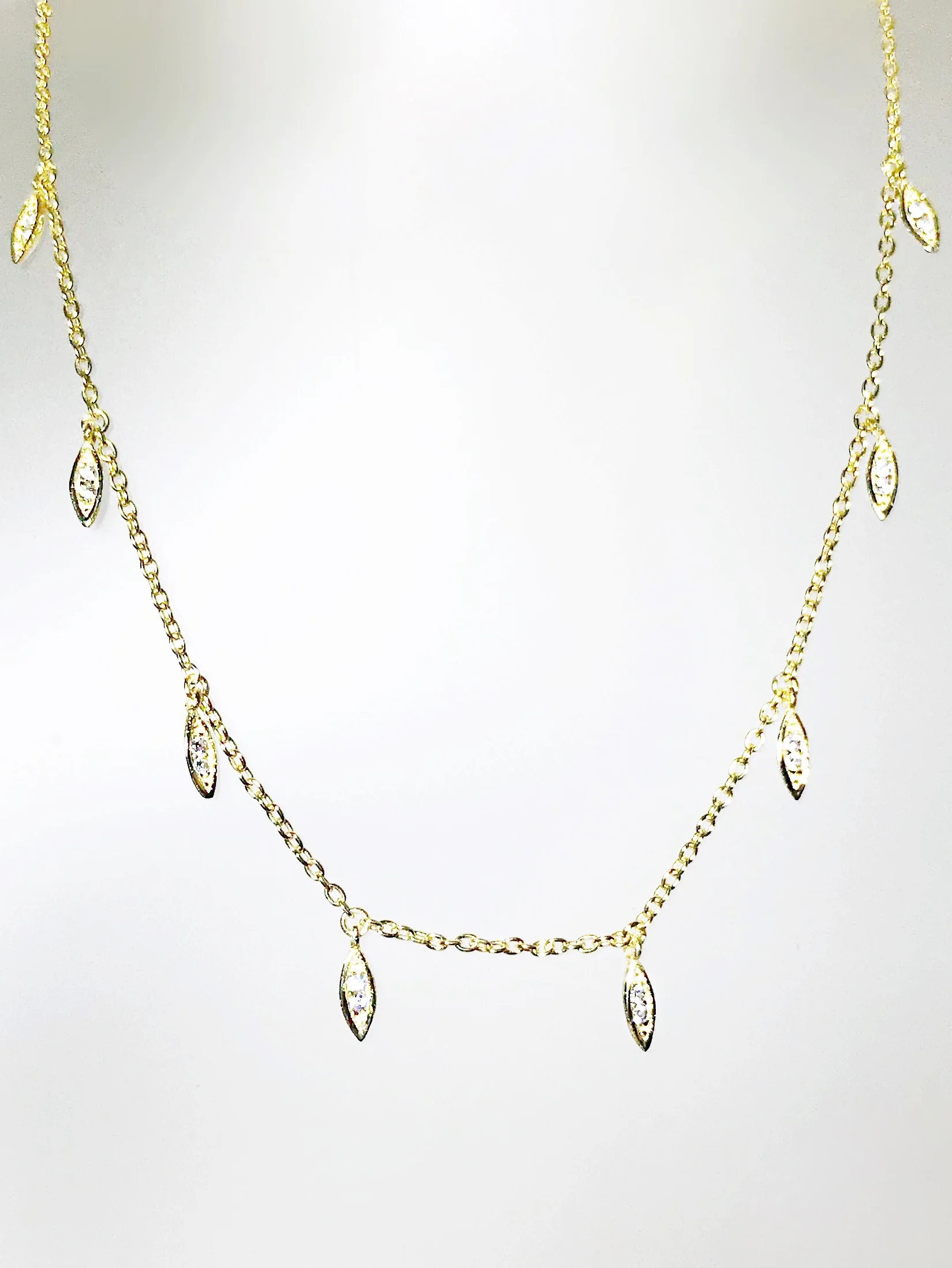 CZ Leaf Choker Necklace