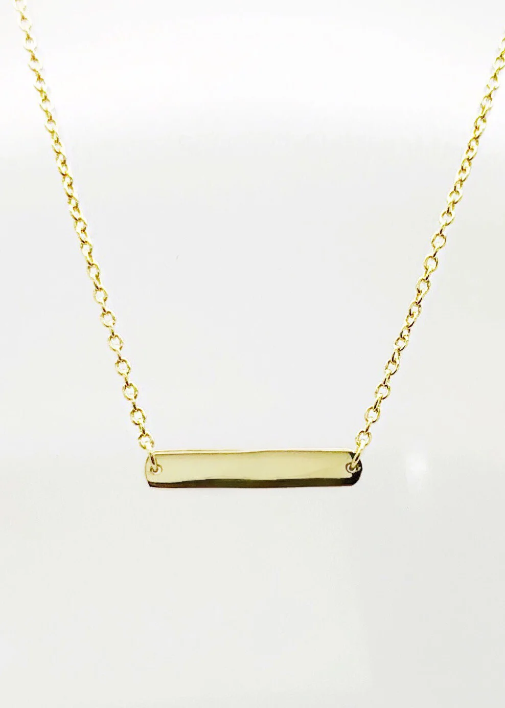 Basic Thin (Rounded Corners) Bar Necklace 