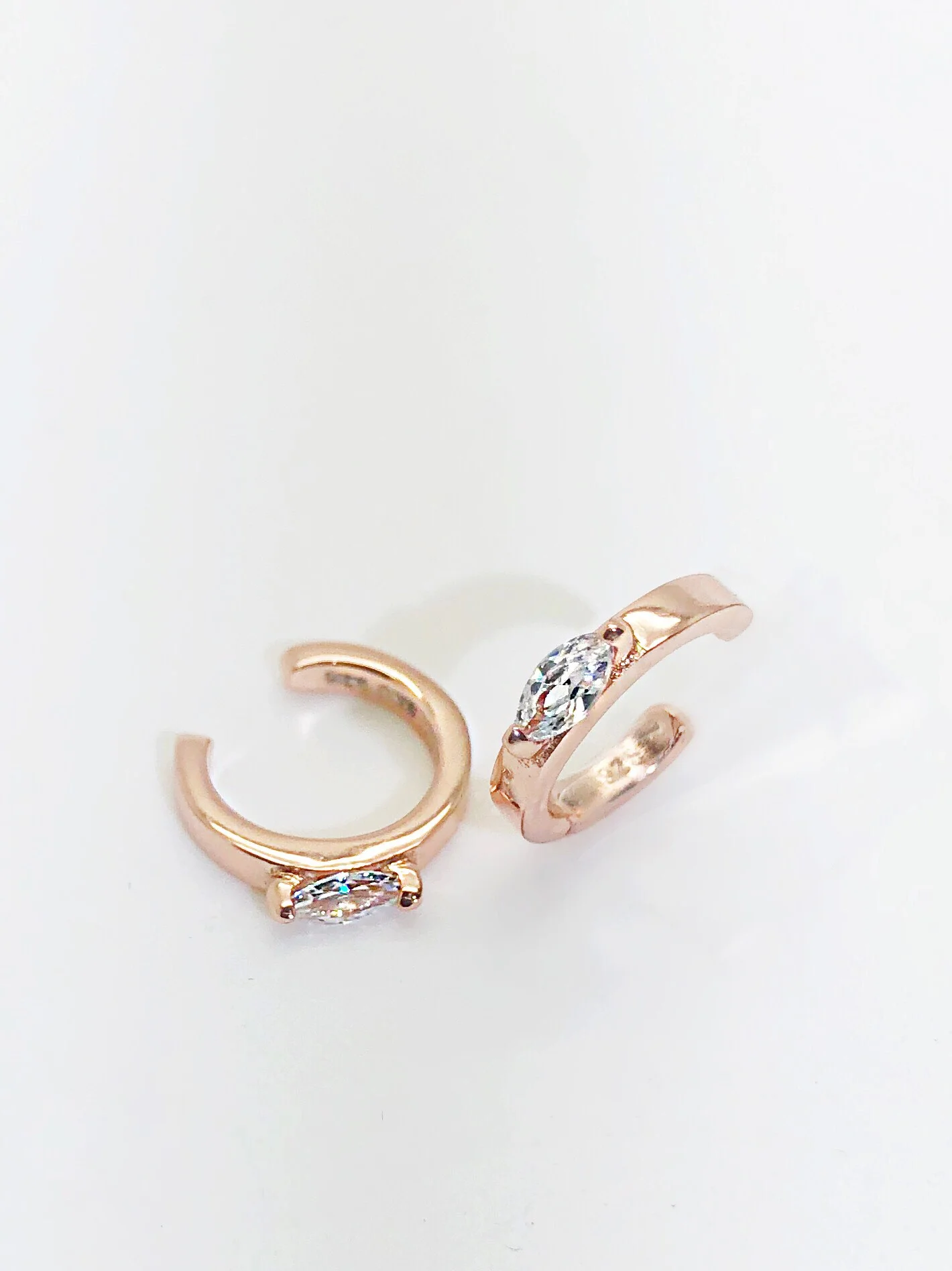 Single Diamond-Shaped CZ Ear Cuffs