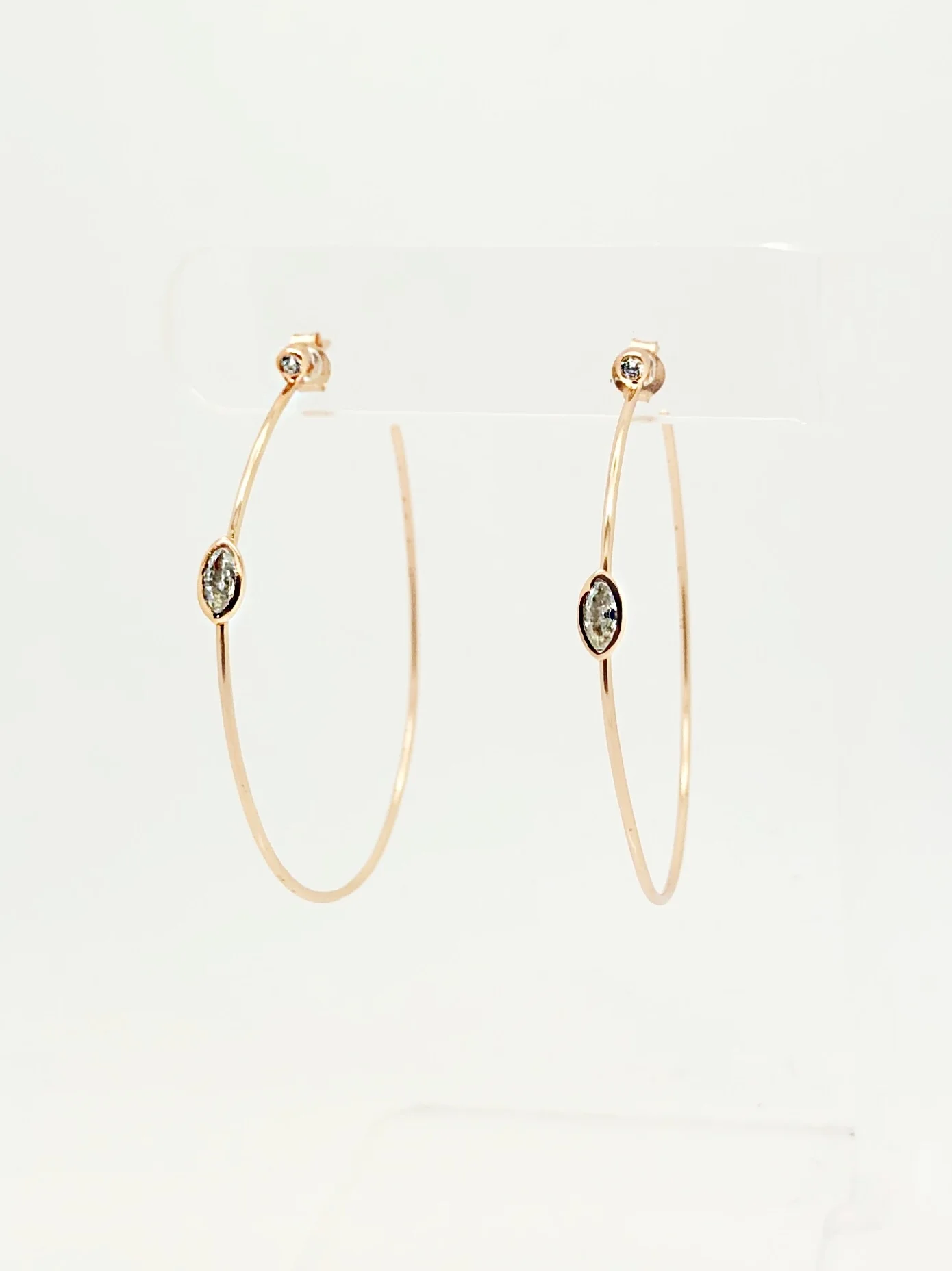 CZ Tear Drop Hoop Earring