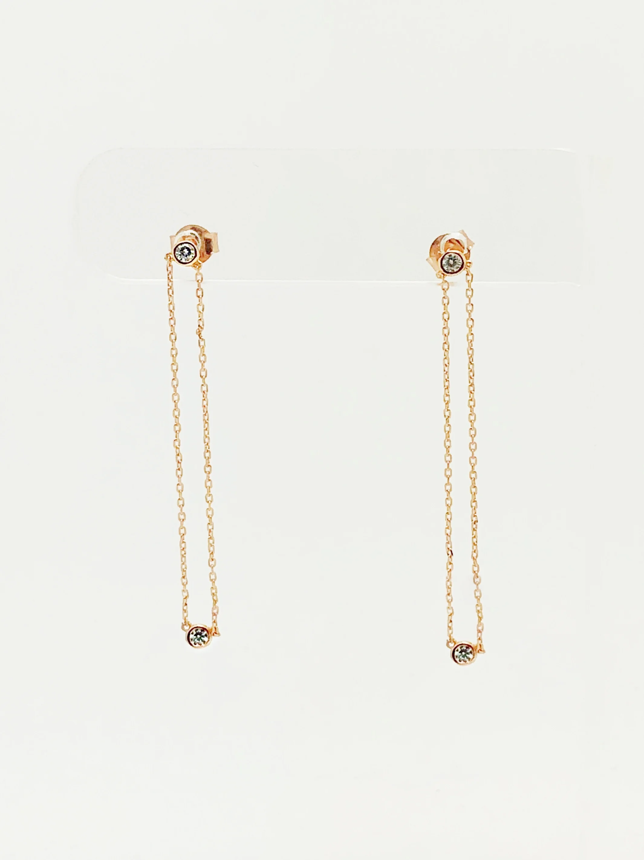 CZ Double Chain Front Drop Earring