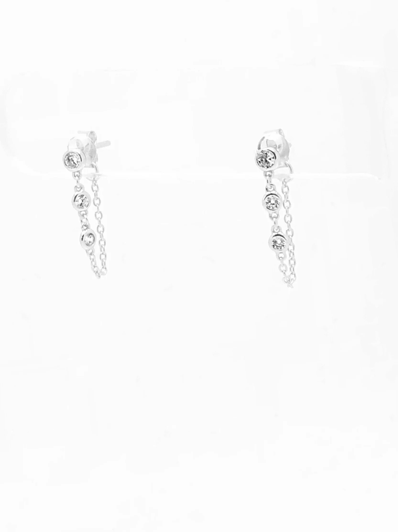 3-CZ Short Chain Earring