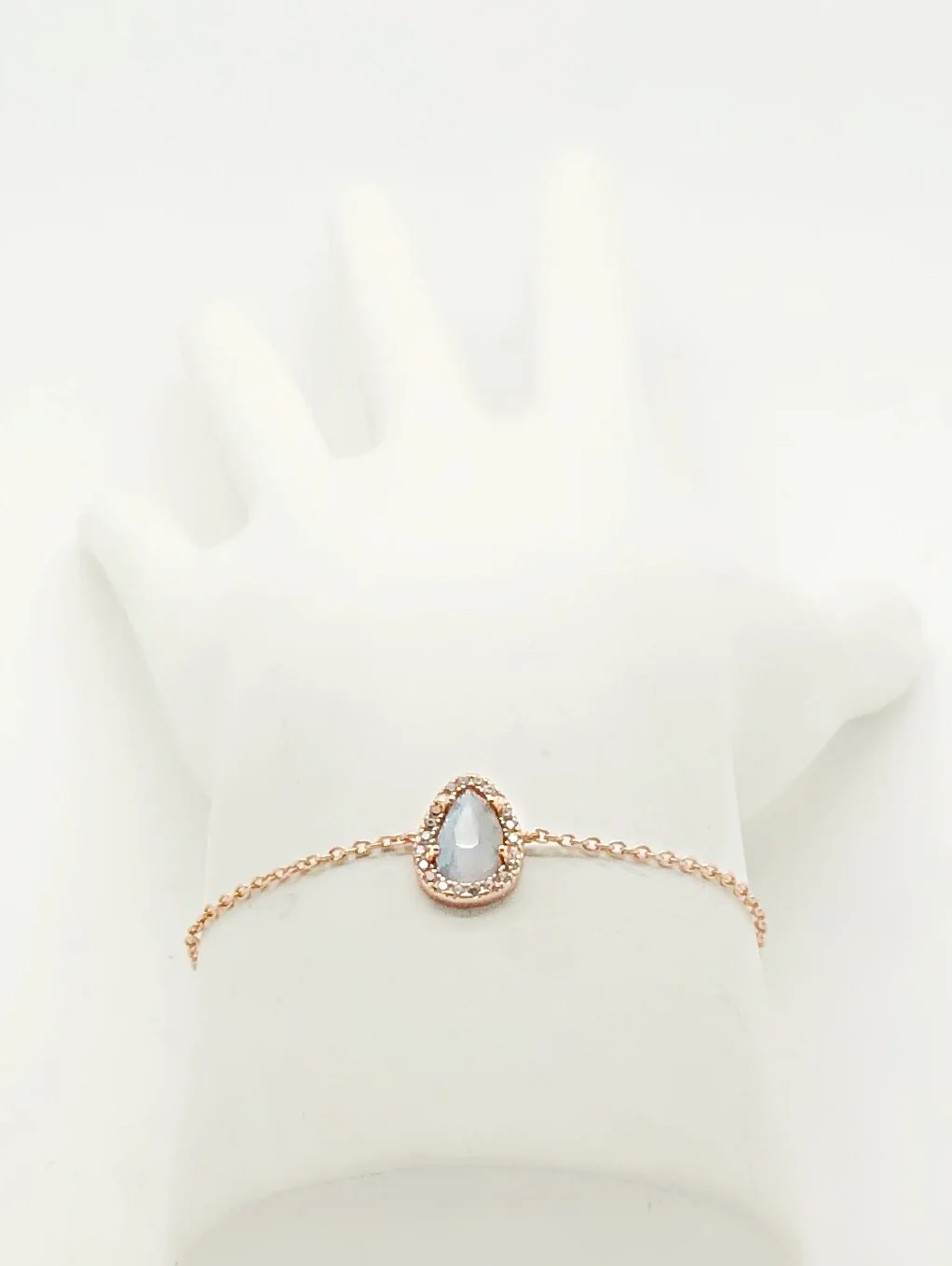 Teardrop CZ + Synthetic Labradorite Bracelet