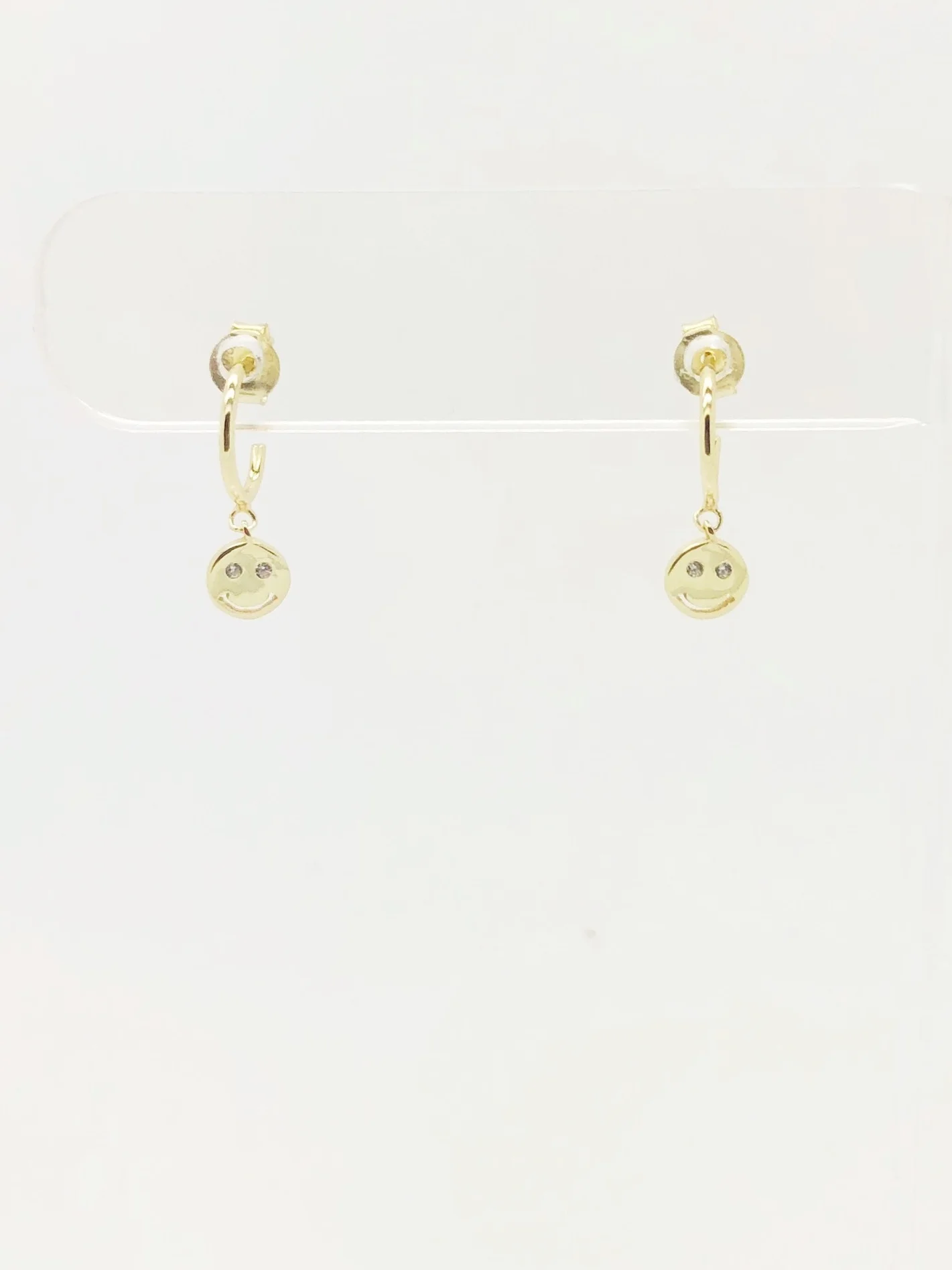 Smiley Face Charm Mini Hoop Earring