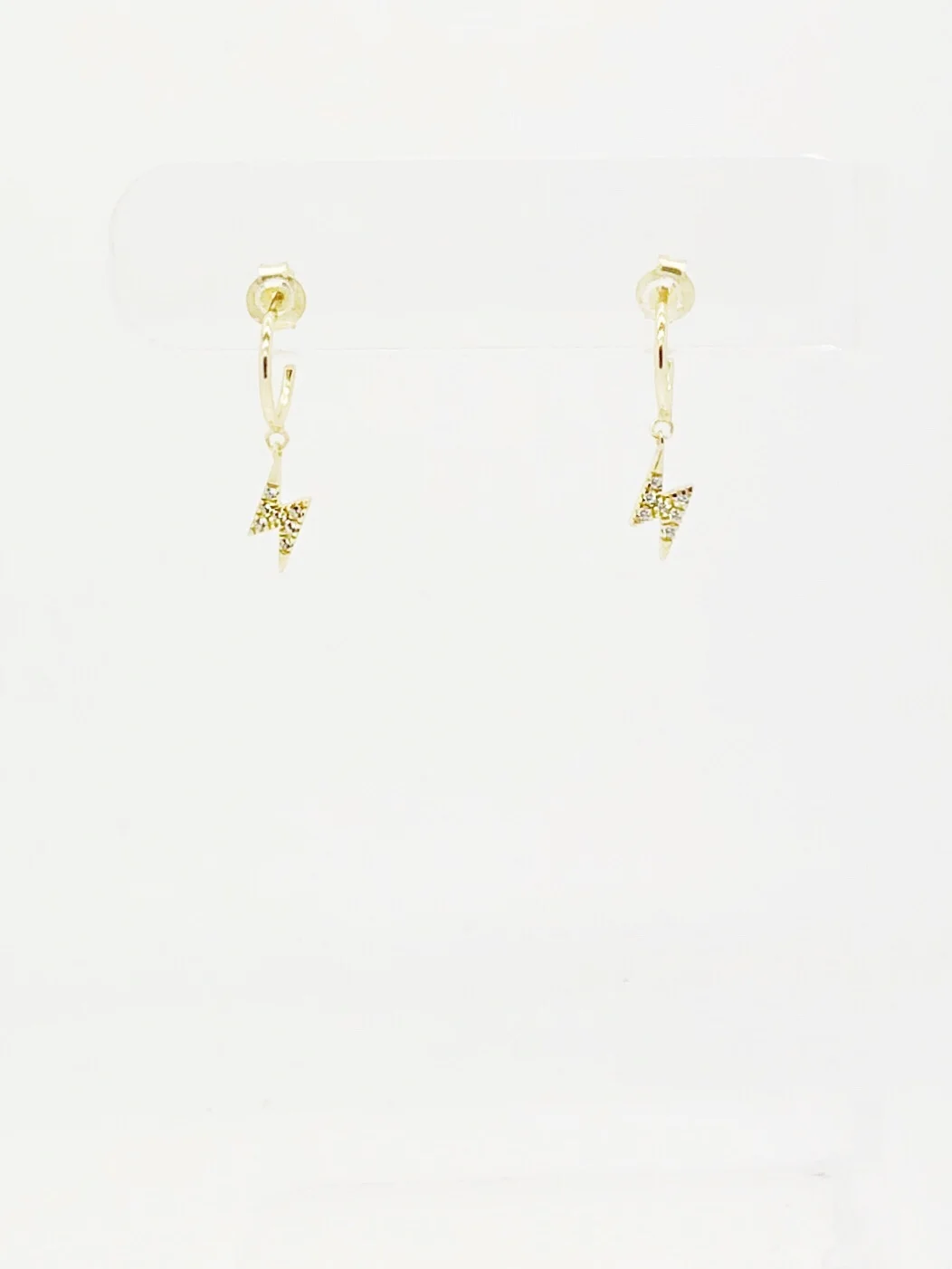 CZ Thunderbolt Charm Mini Hoop Earring