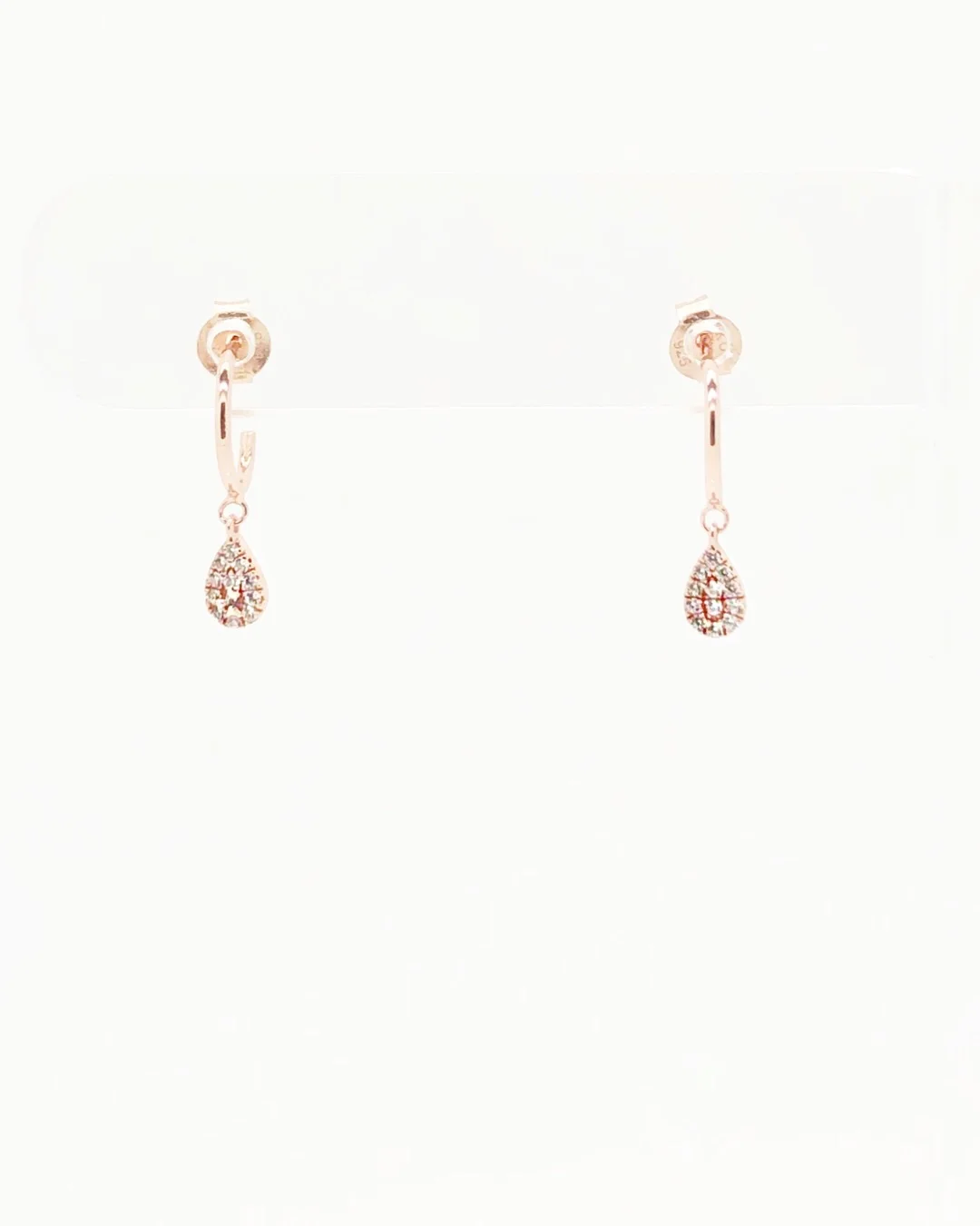 CZ Teardrop Charm Mini Hoop Earring