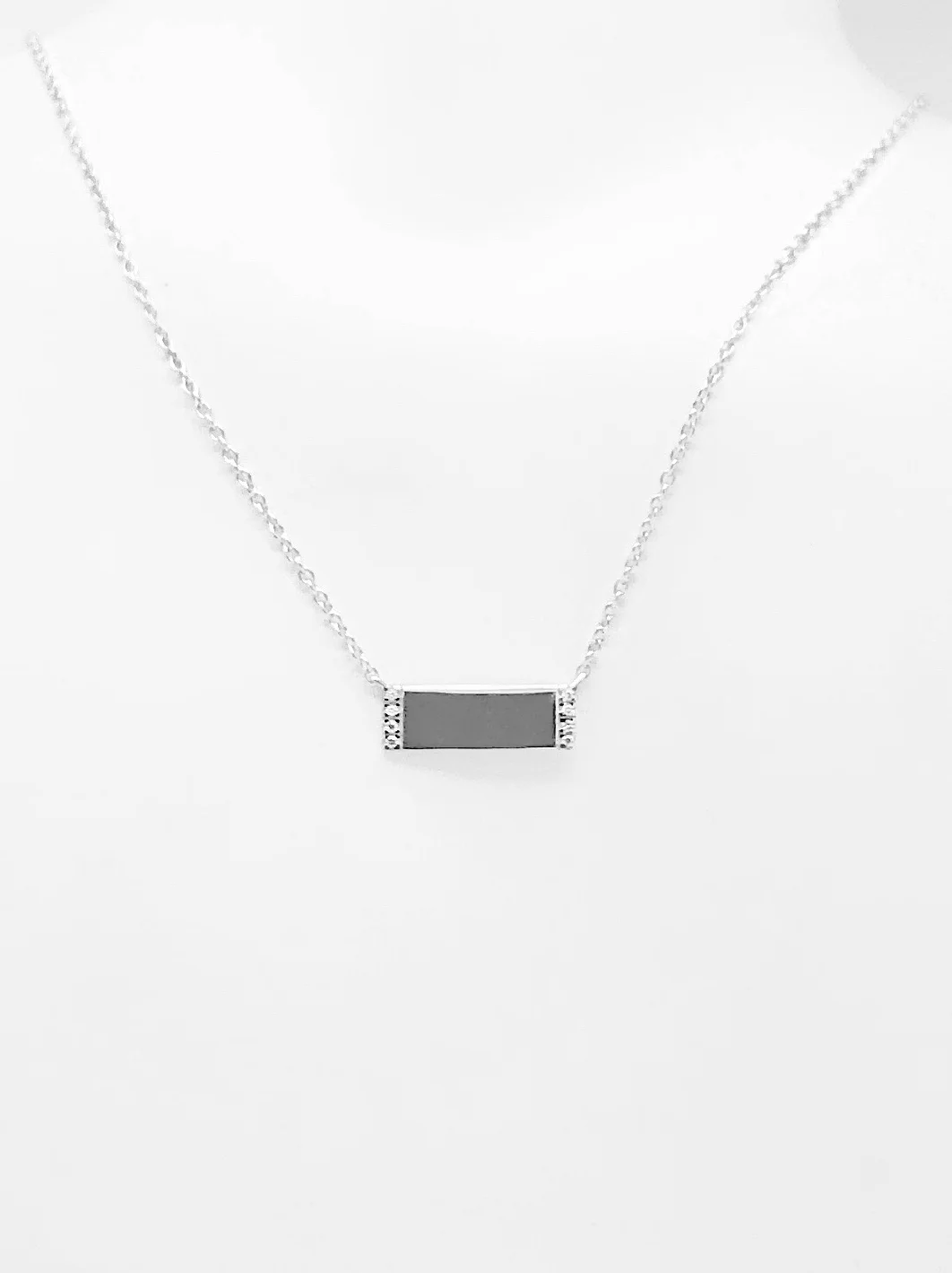 Basic Bar with CZ Border Necklace