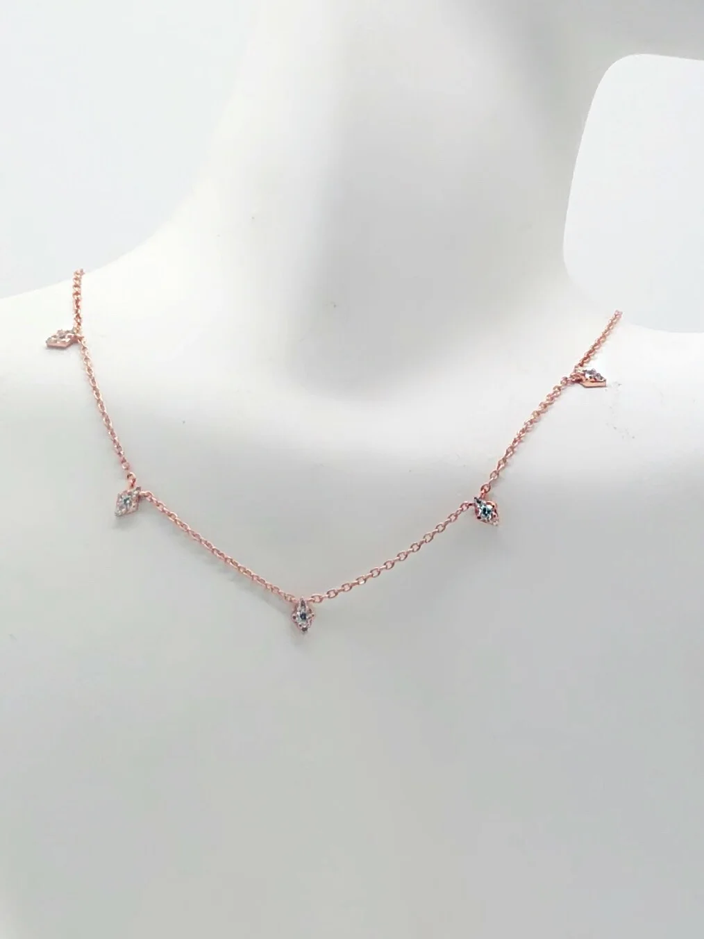 5-CZ Diamond Shaped Choker-Necklace