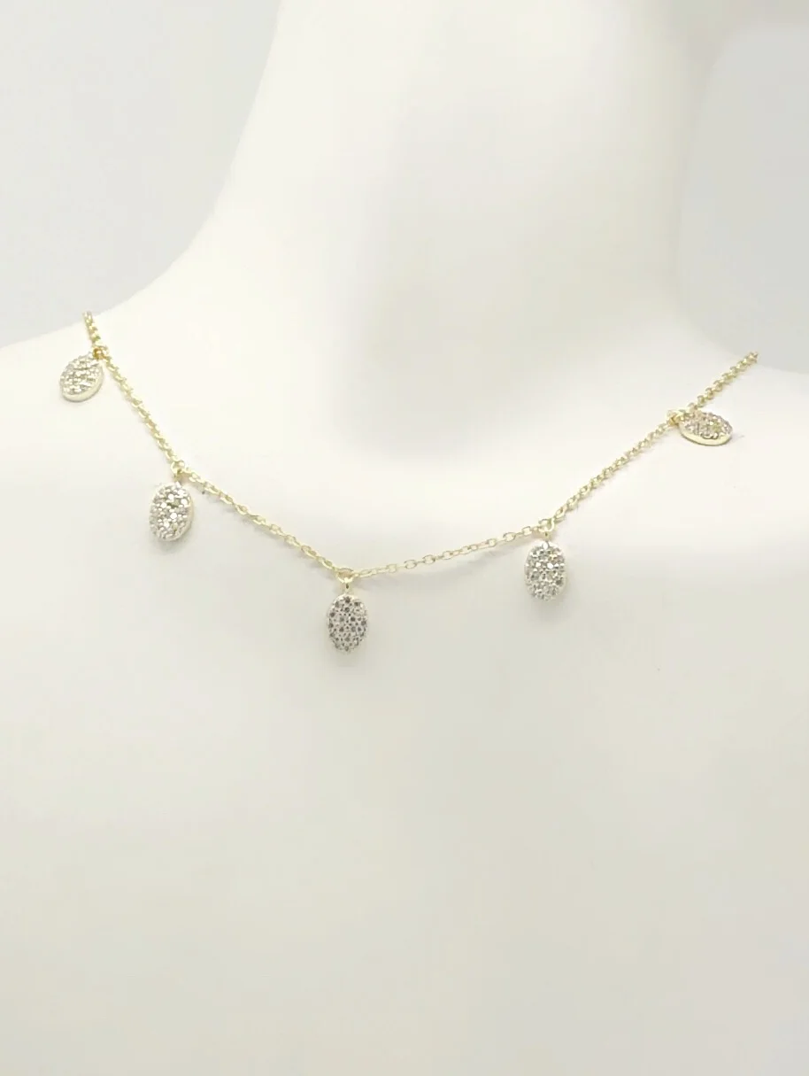5-CZ Oval Shaker Choker-Necklace