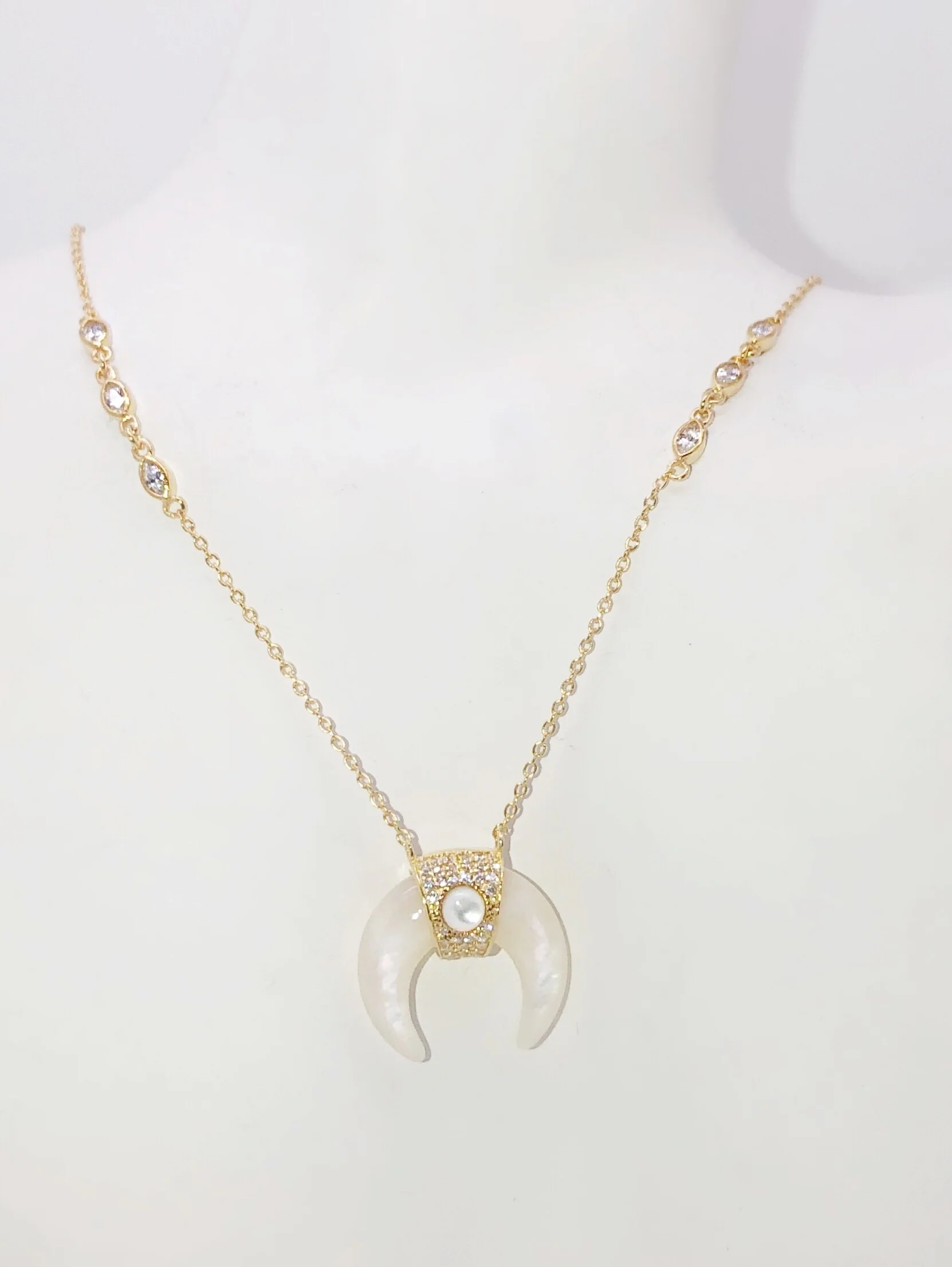White Onyx Horn with White Onyx Embellishment