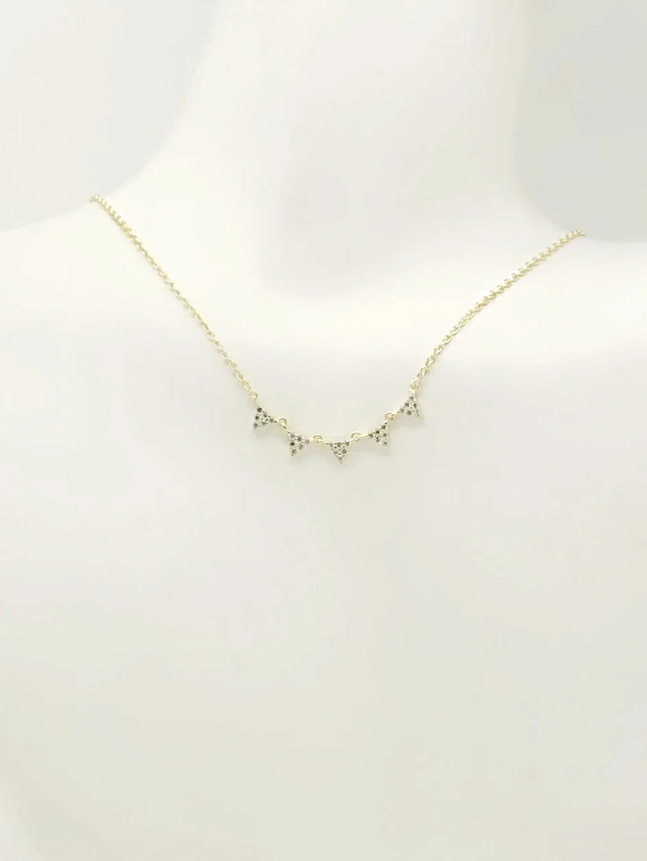 Condensed 5-CZ Triangle Necklace