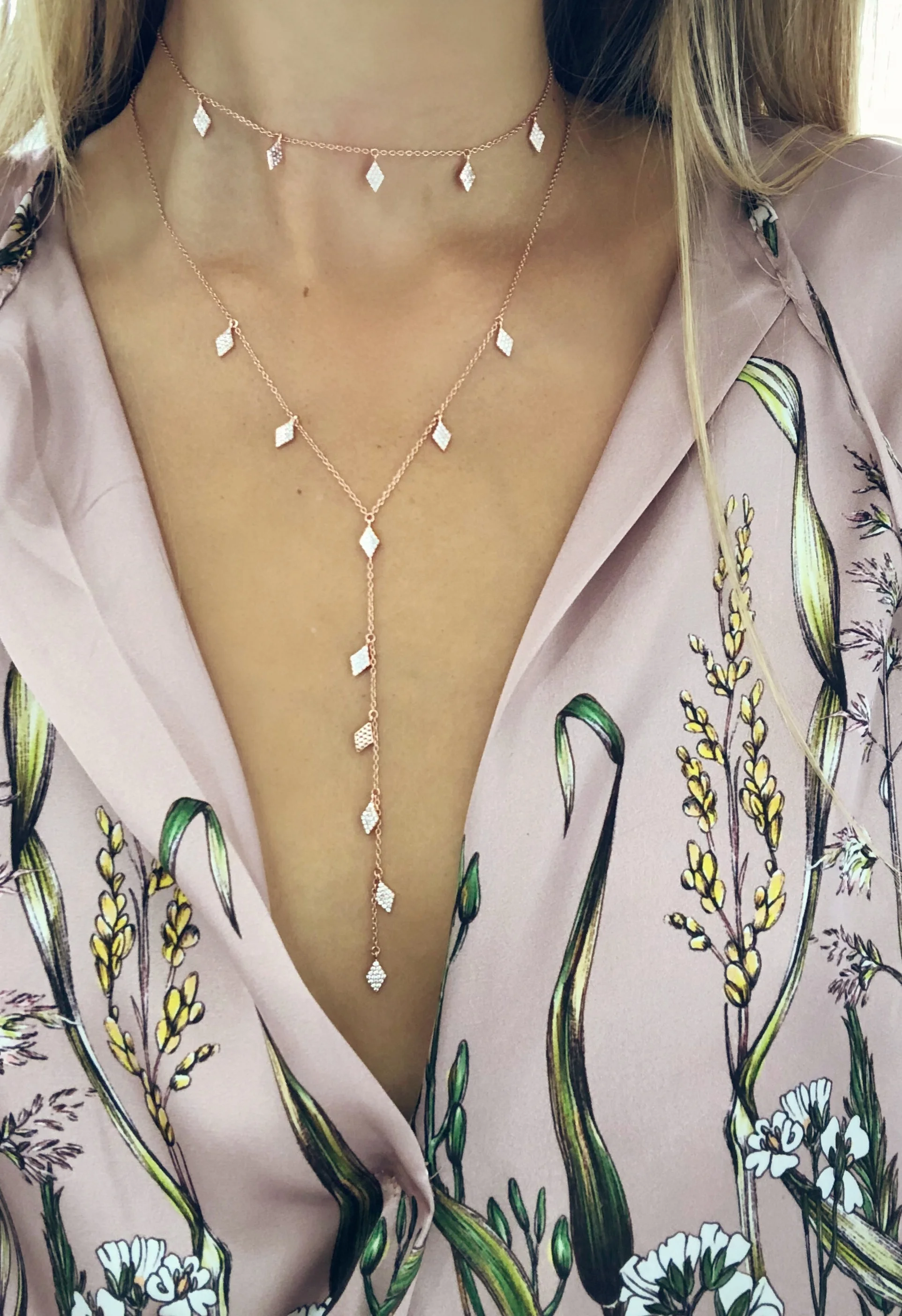 5-CZ Diamond Shaker Choker Necklace