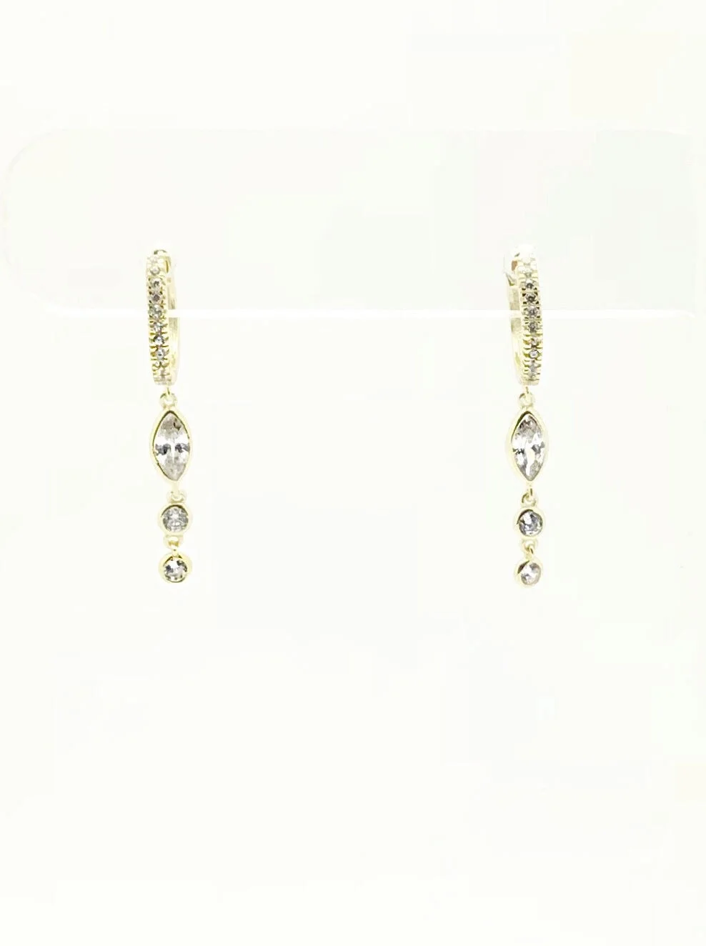 CZ Huggie Hoop with Diamond + Circular CZ Drop