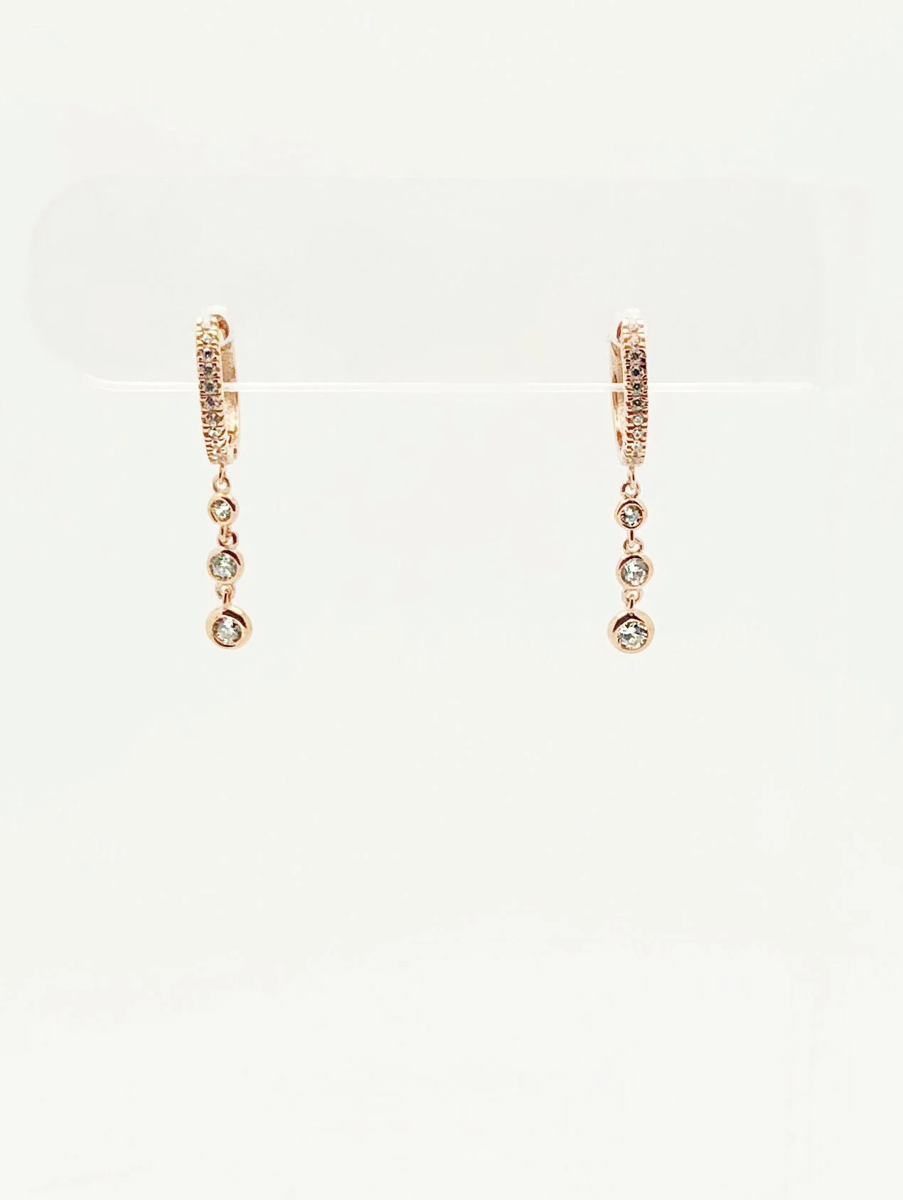 CZ Huggie Hoop with 3-CZ Gradual Drop 