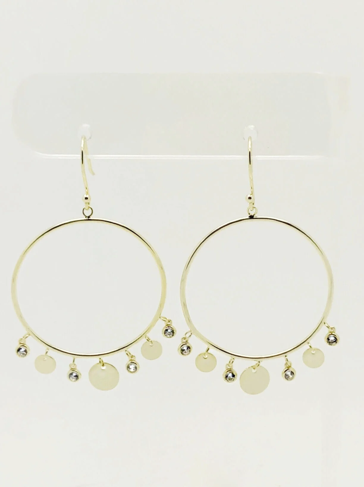 Large Circle with Alternating CZ Shakers Drop Earring