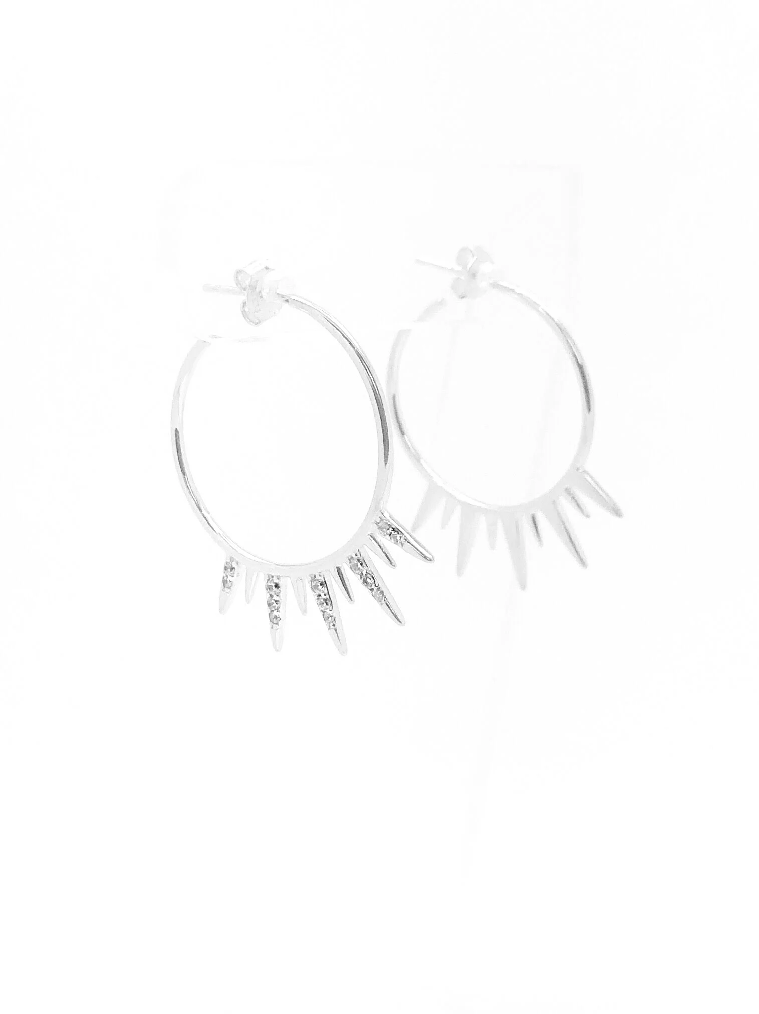 CZ Spiked Hoop Earring