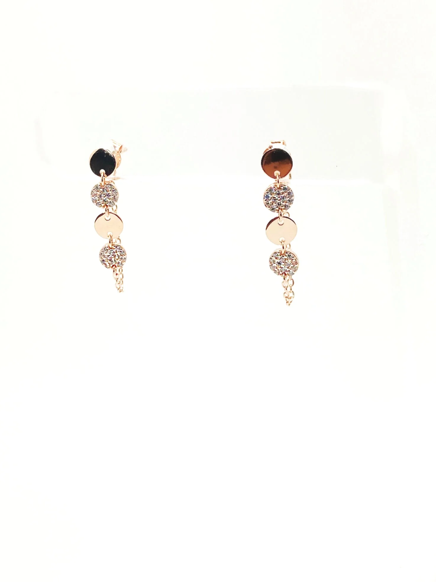 Partial CZ Disc Chain Earring