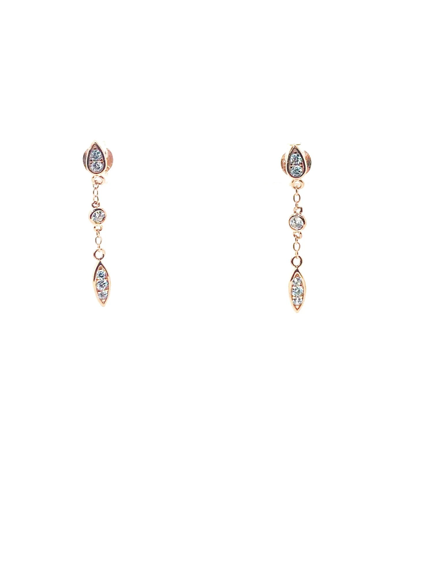 Alternating (2) Teardrop (1) Round CZ Drop Earring