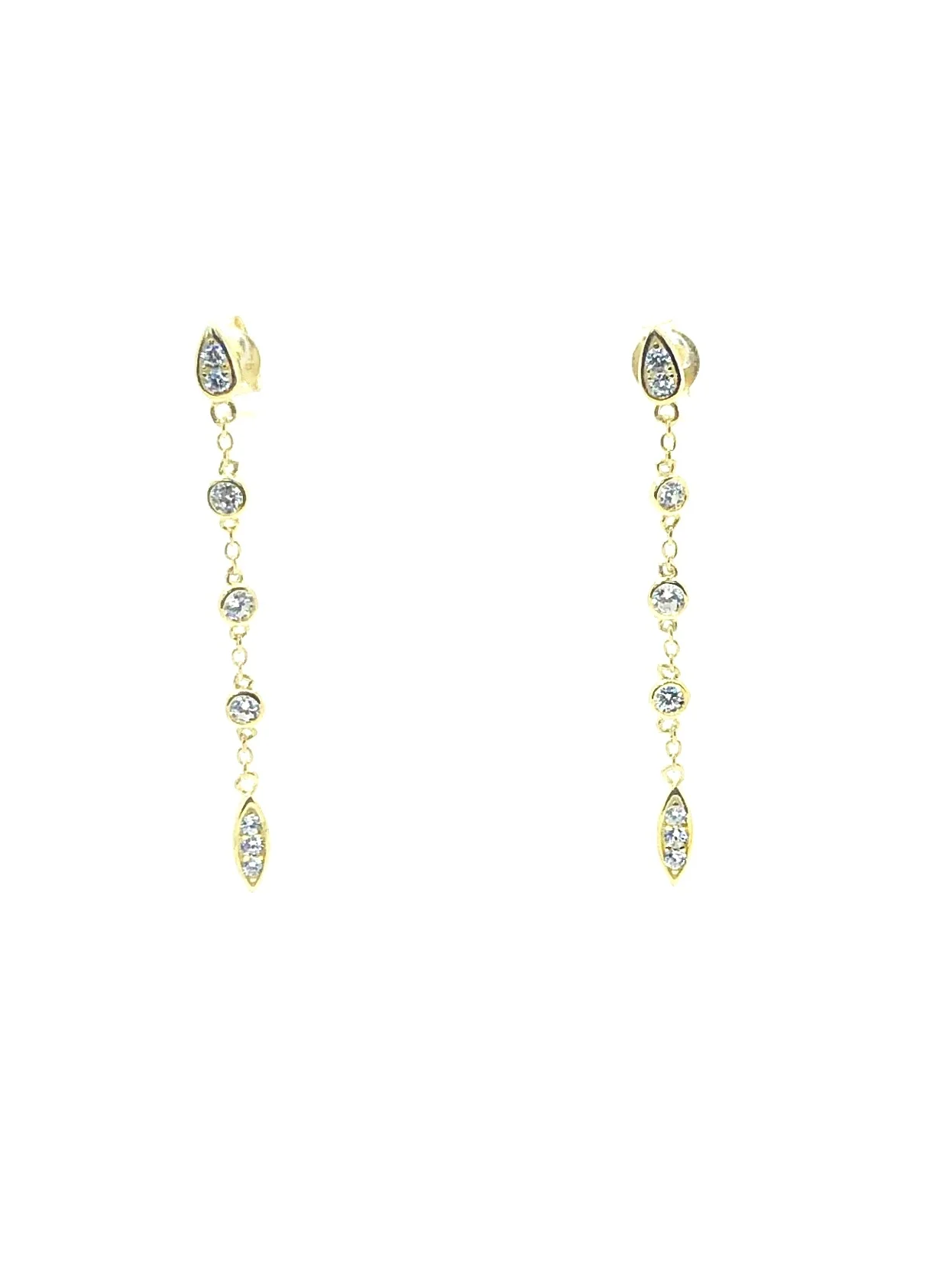 ALTERNATING (2) TEARDROP (3) ROUND CZ DROP EARRING
