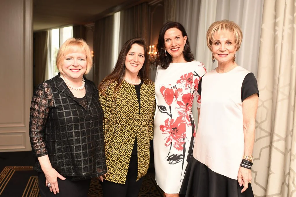 Leila Perrin, Elizabeth Killinger, Karen Love, and Leisa Holland Nelson at the 2017 El Centro de Corazon Luncheon, Hotel ZaZa