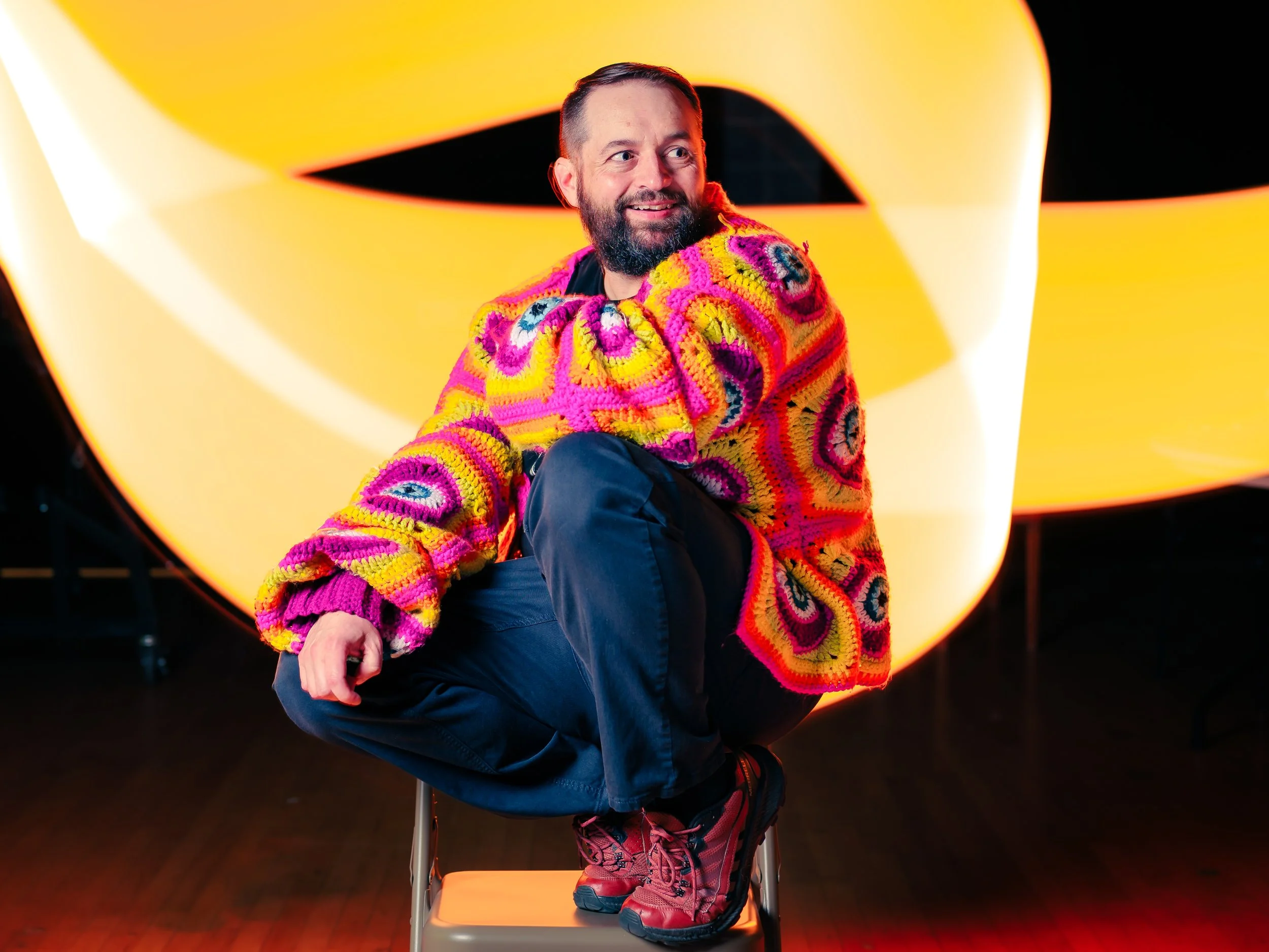 Shoutout to my wife Laura who crocheted the dope sweater I'm wearing in this portrait. Like seriously, isn't this thing the coolest?