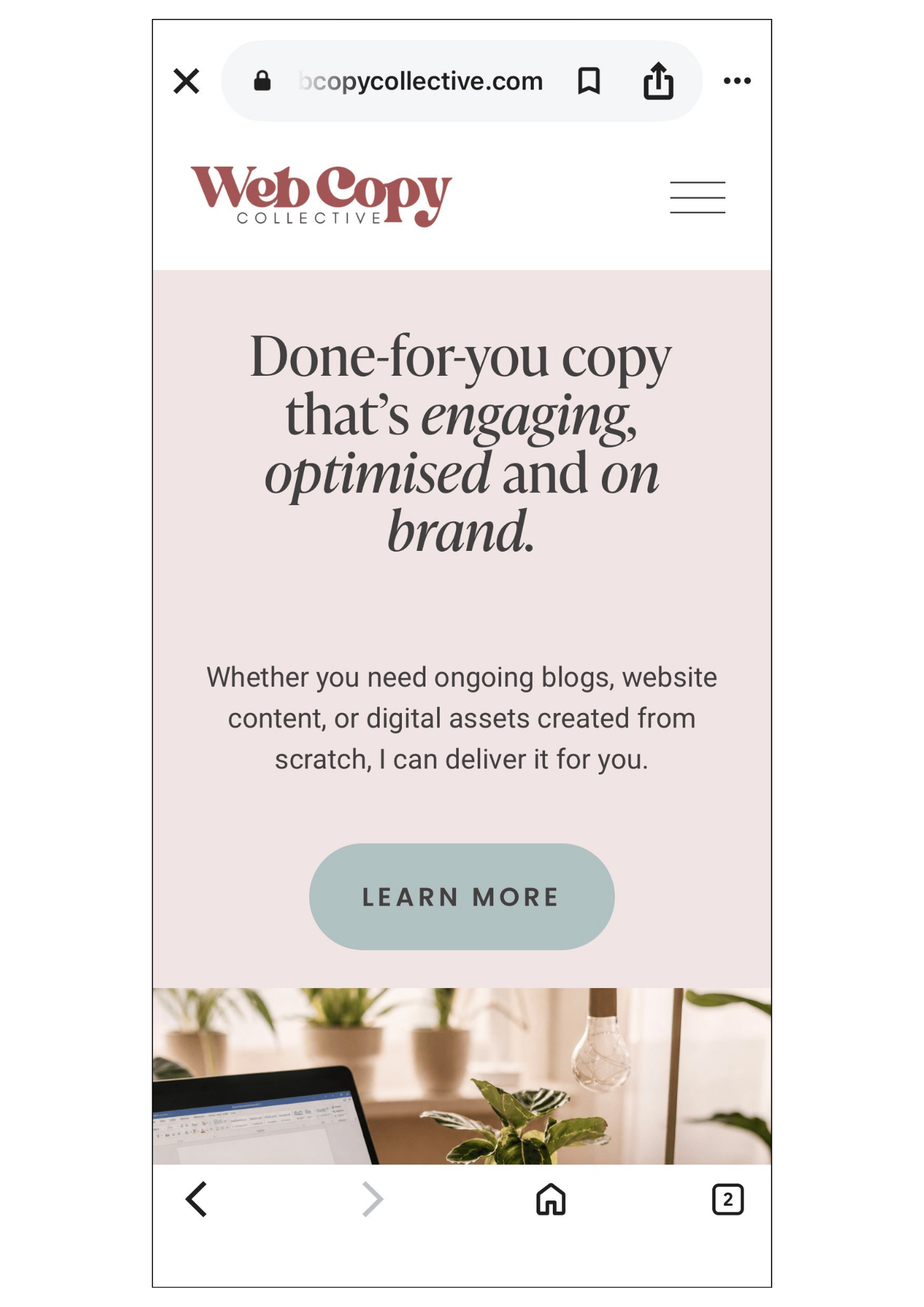 example of mobile friendly homepage for the website audit checklist