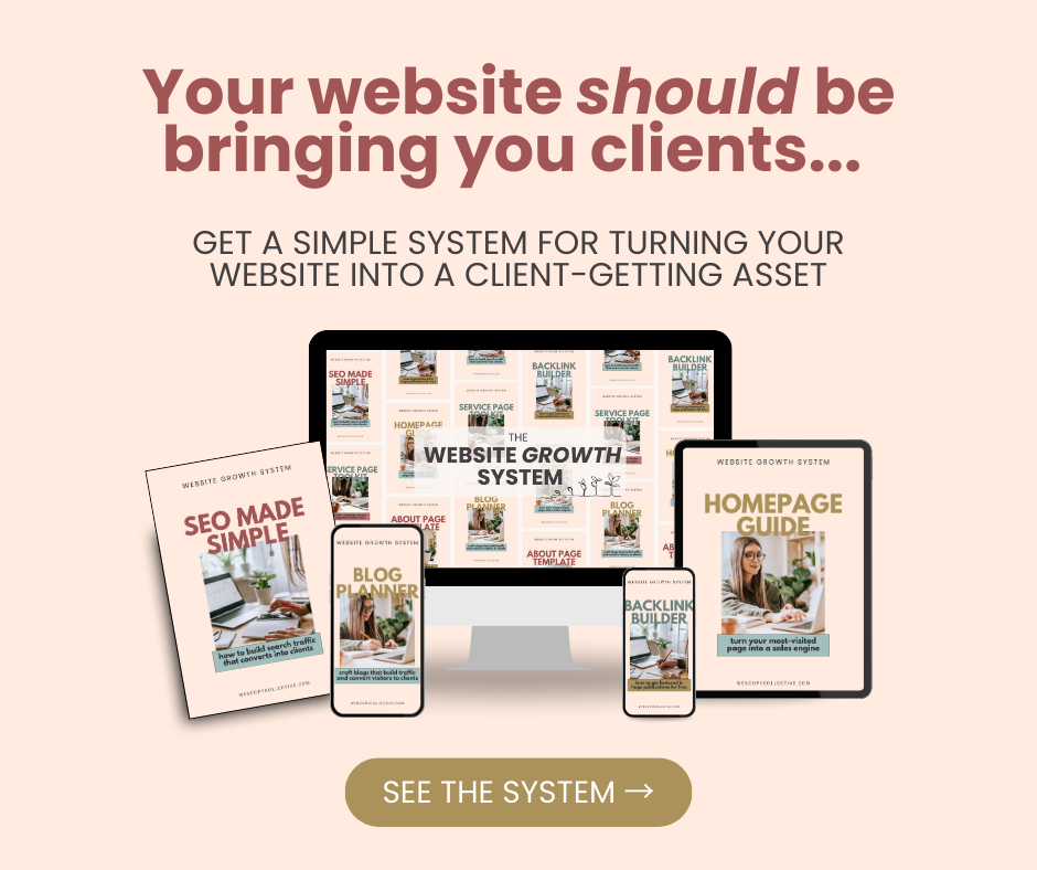 your website should be bringing you clients... get a simple system for turning your website into a client getting asset