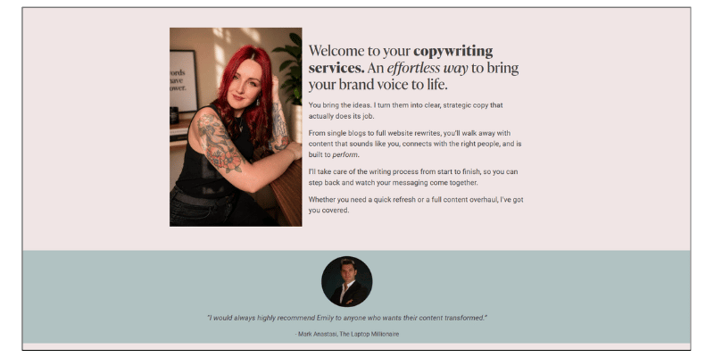 service page example for the website content audit checklist