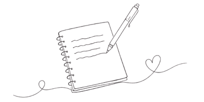 doodle of notebook with pen writing