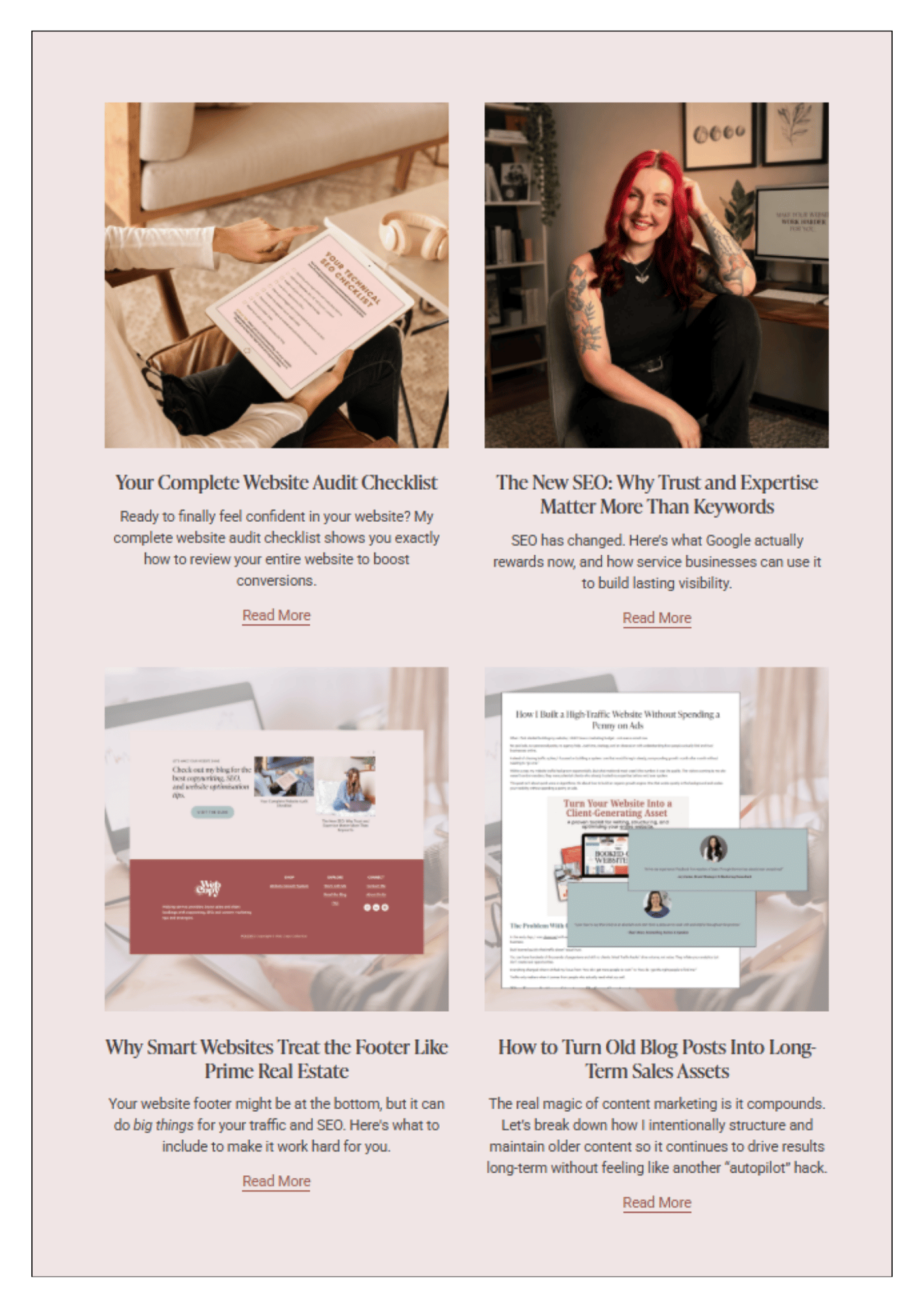 blog page example for website audit checklist