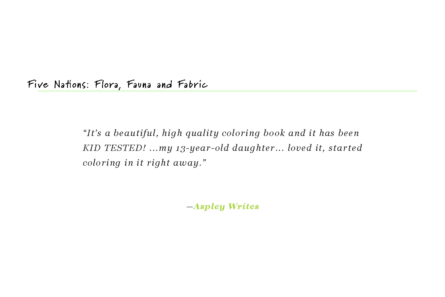 Five Nations: Flora, Fauna and Fabric