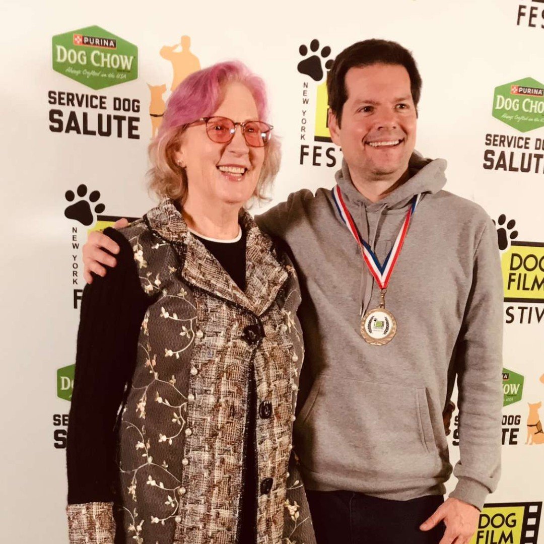Great shot of Festival Founder, Tracie Hotchner, with John Maslowski, creator of Buffy and the Balloon, one of the films in this year's NY Dog Film Festival.