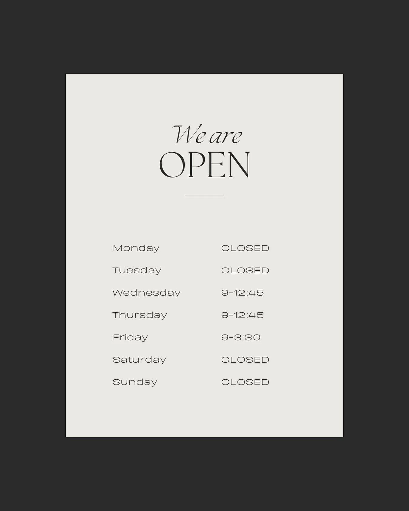 NEW OPENING HOURS🫶🏻
We have updated our opening hours to these times due to staff shortages. My December is almost full so get booked in before the appointments are gone!! 💕