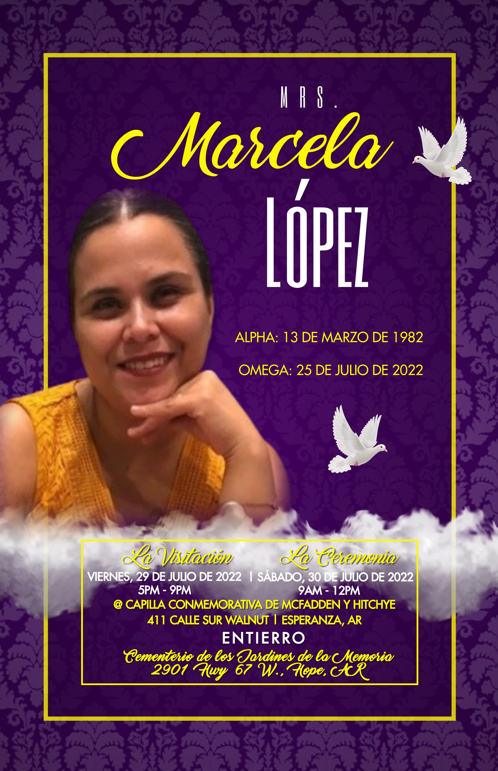 Mrs. Marcela López — McFadden & Hitchye Funeral Enterprises