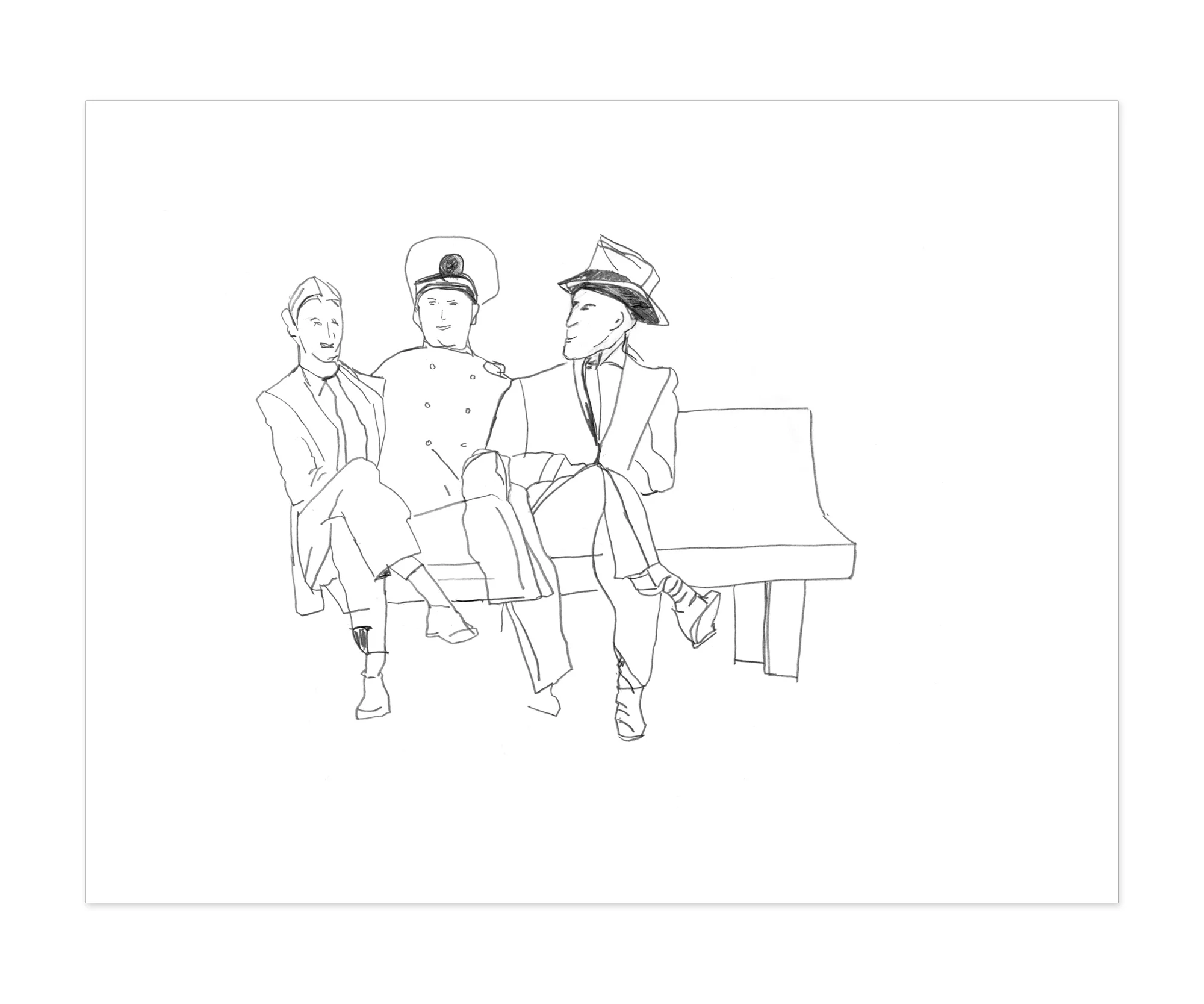Three Guys on a Bench