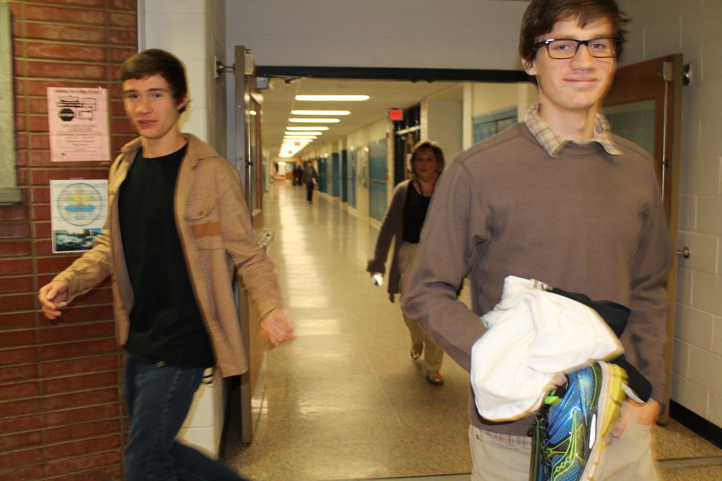 Derick and Alex on their way to class, 2014