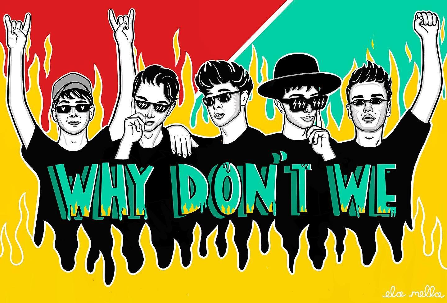 Super fun digital painting I did of the @whydontwemusic gang drawn in my style (even though they have so much style they don&rsquo;t need anyone else&rsquo;s) 😆🤘🏼Thanks for the inspo @jonahmarais @jackaverymusic @imzachherron @seaveydaniel @corbyn