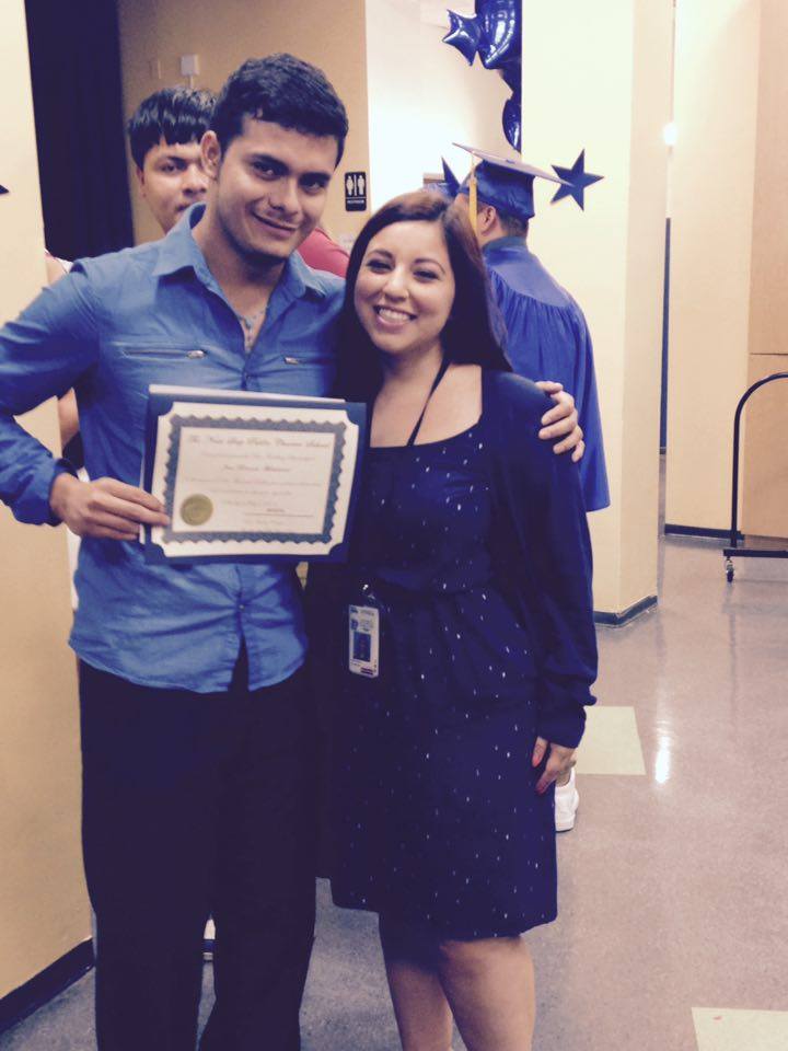 Jose at The Next Step Public Charter School's graduation on July 2015, after receiving The Ben Friedberg scholarship of $1,000.