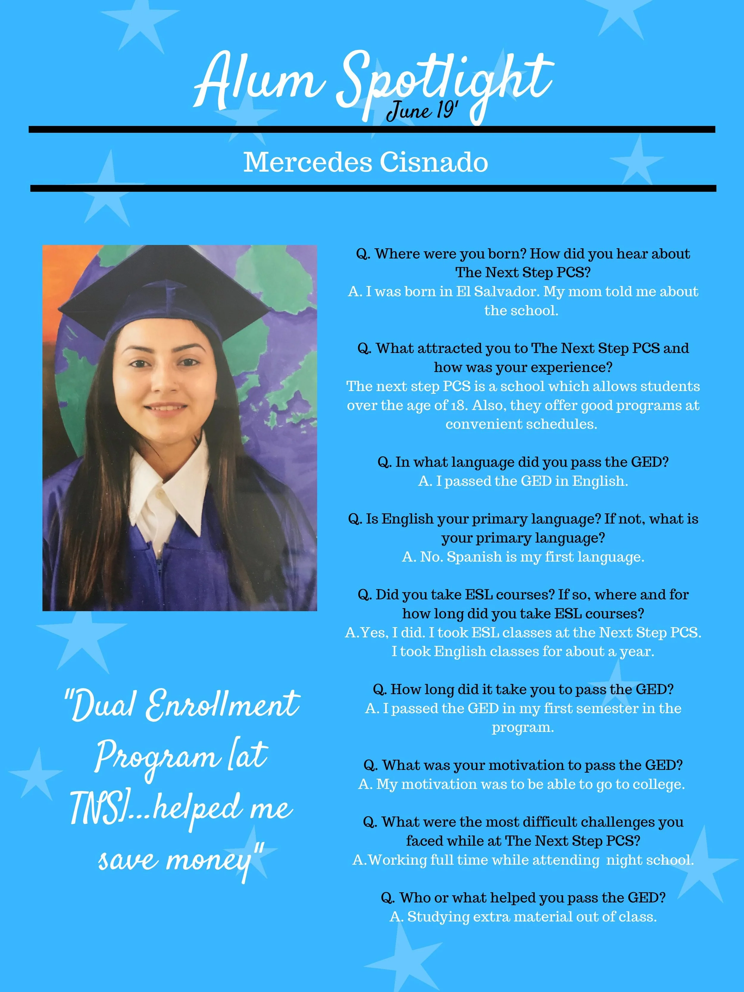 June 19 Alumni Spotlight Mercedes Cisnados The Next Step Public Charter School