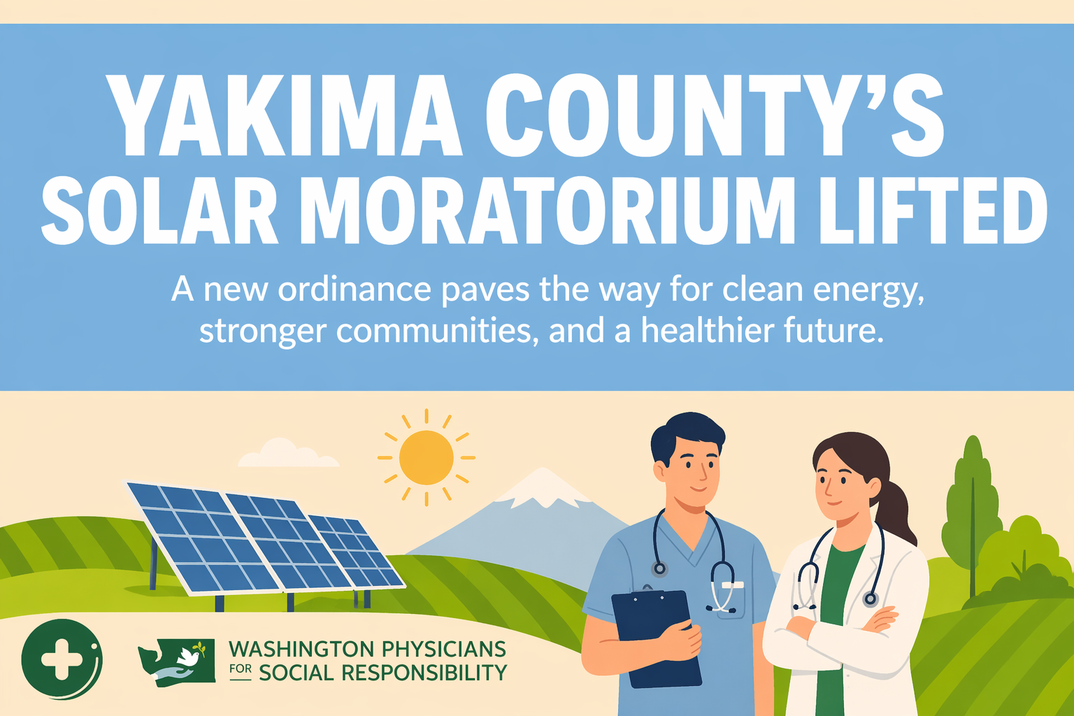 Solar panels installed on farmland in Yakima County, representing renewable energy development after the solar moratorium was lifted