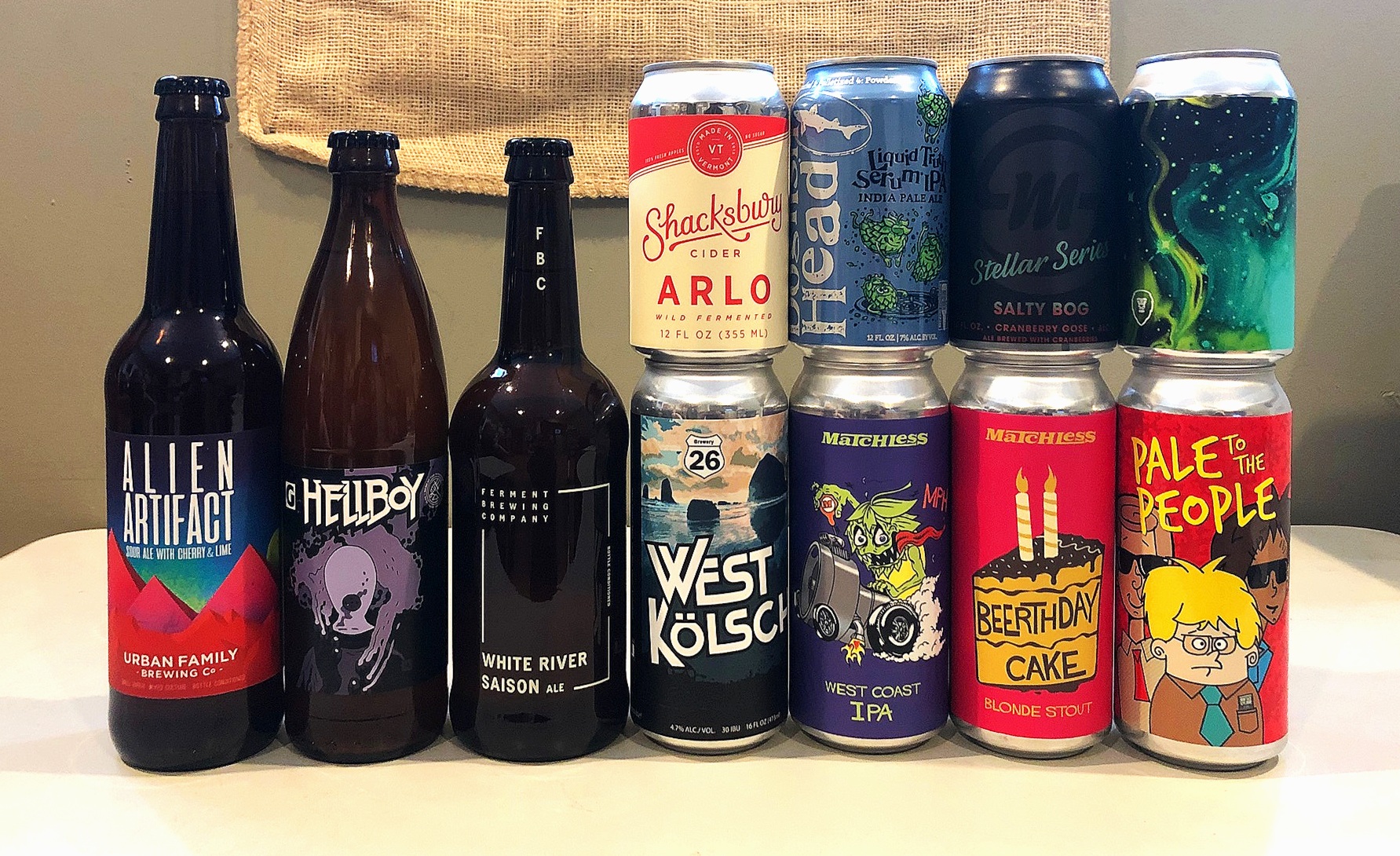 CLICK ON THE LINKS HERE TO FIND OUT MORE ABOUT THESE BEERS AND CIDERS: Urban Family - Gigantic - Ferment - Shacksbury - Dogfish Head - Silvermoon - Aslan - Brewery 26 - Matchless - Level