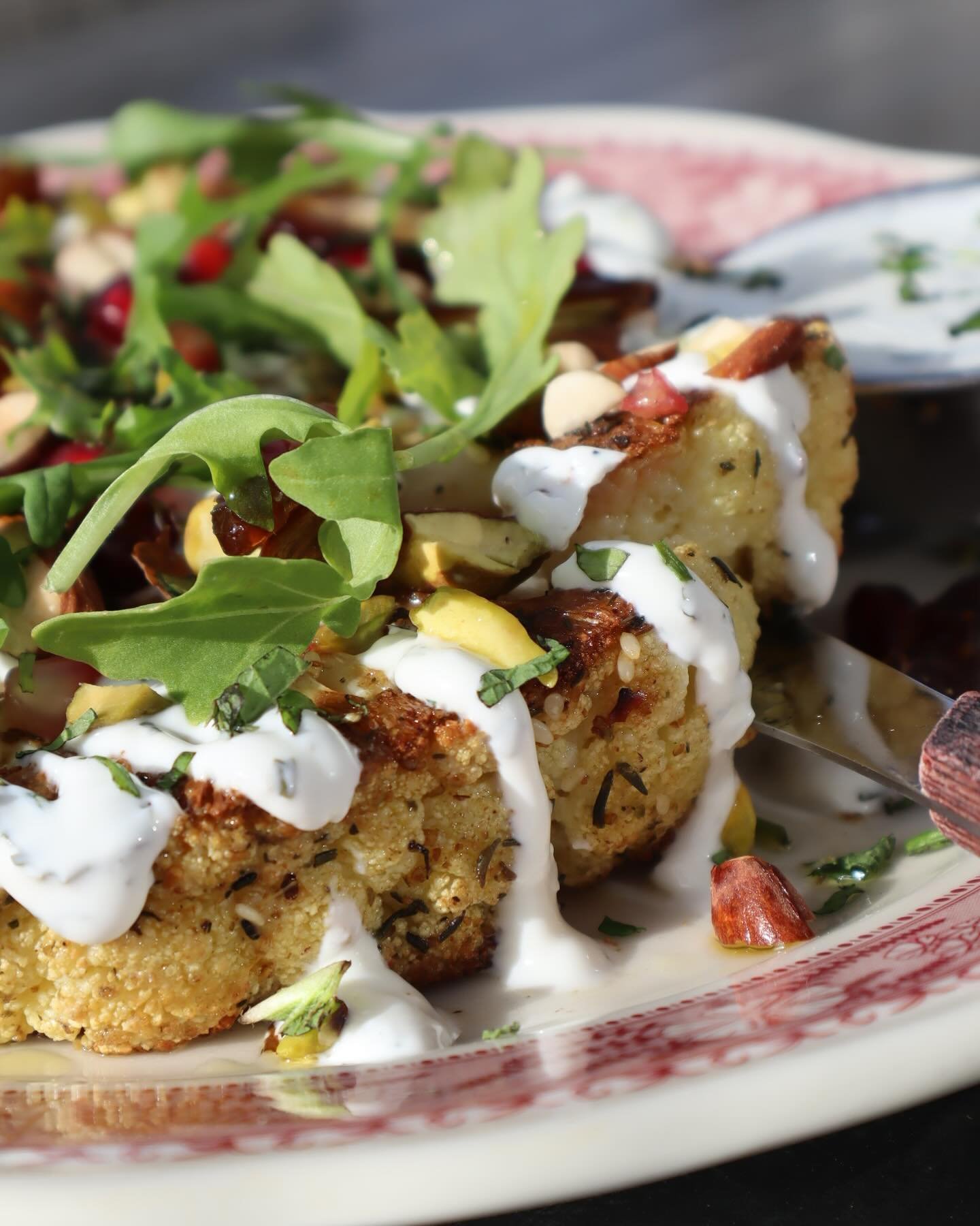 Have you tried our Cauliflower Steak? Topped with za&rsquo;atar, pomegranate, pistachio, almond, dates, arugula and served with a basil-mint yogurt. 

___________________________________
#thewhalechicago #chicagofoodie #chicagorestaurants #chicago