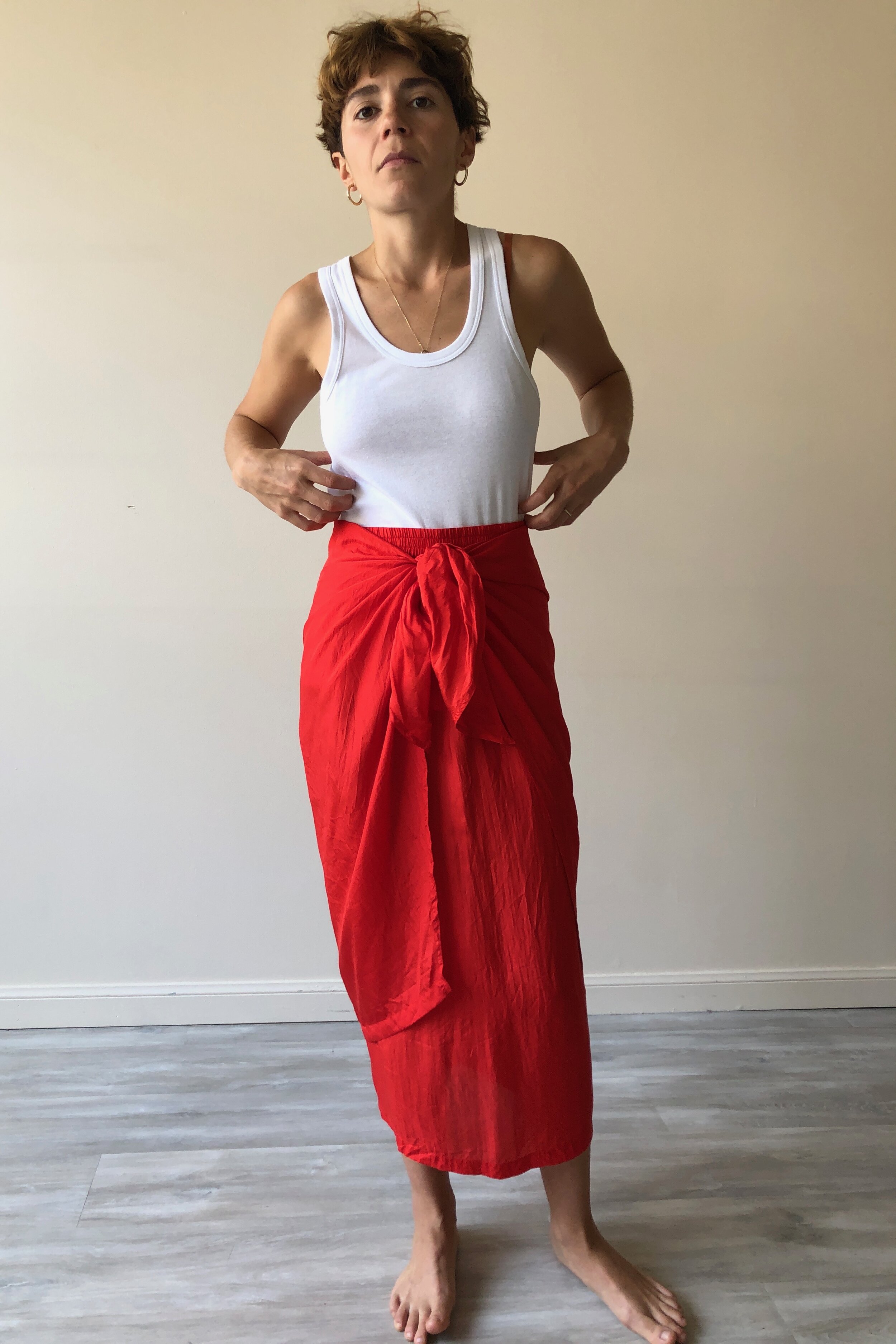 80s SILK TOMATO SKIRT - San Francisco, Ca