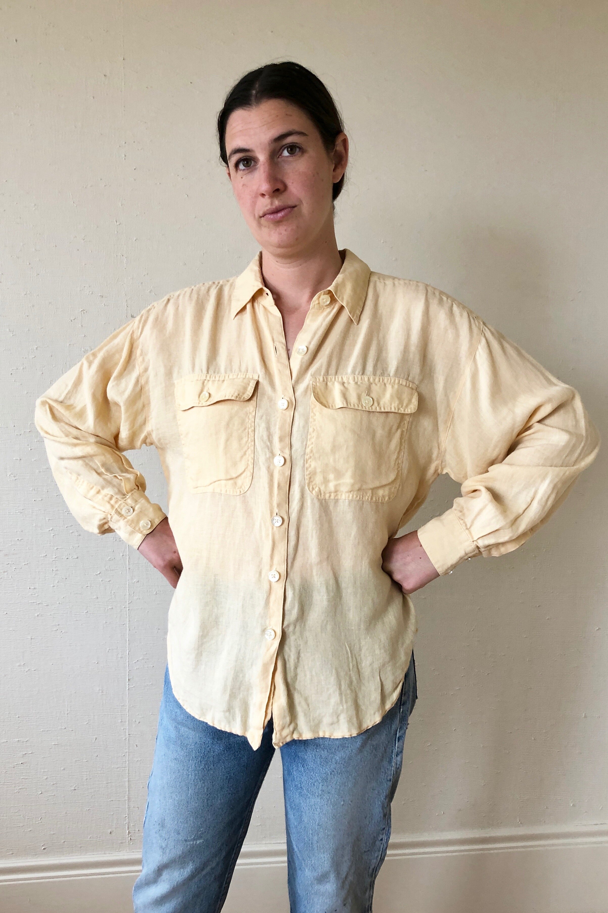 90s LINEN BUTTER SHIRT - Los Altos Hills, Ca