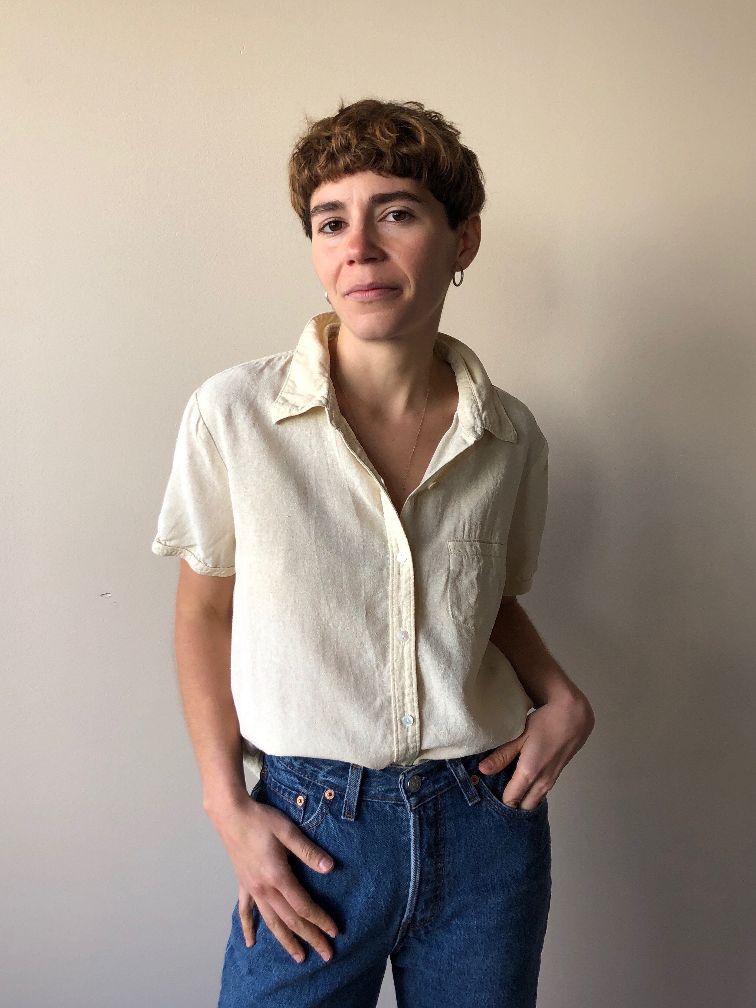 90s SILK NOIL BONE TOP - Mt. Davidson, San Francisco