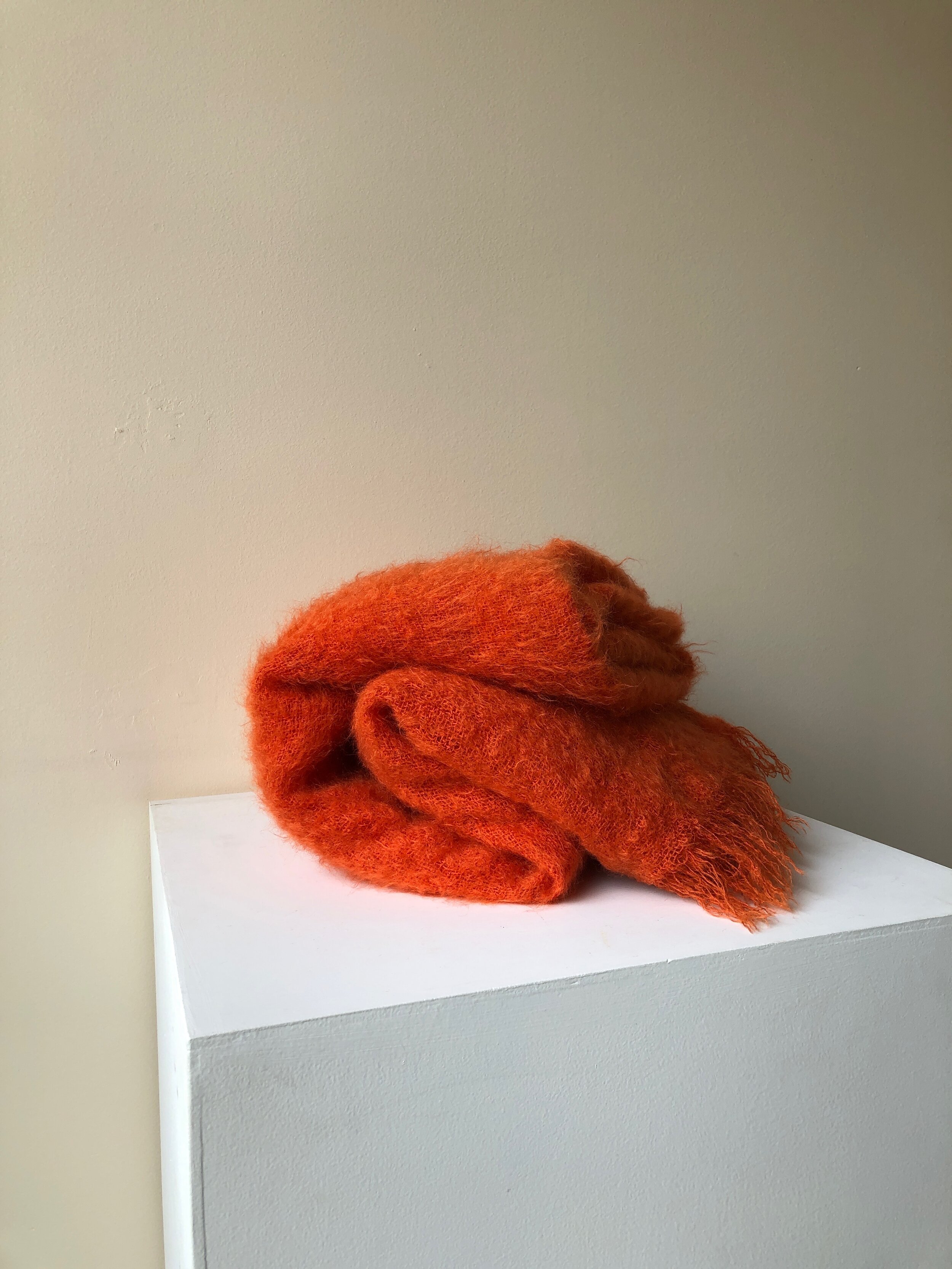 50s TANGERINE MOHAIR BLANKET - North Beach, San Francisco 